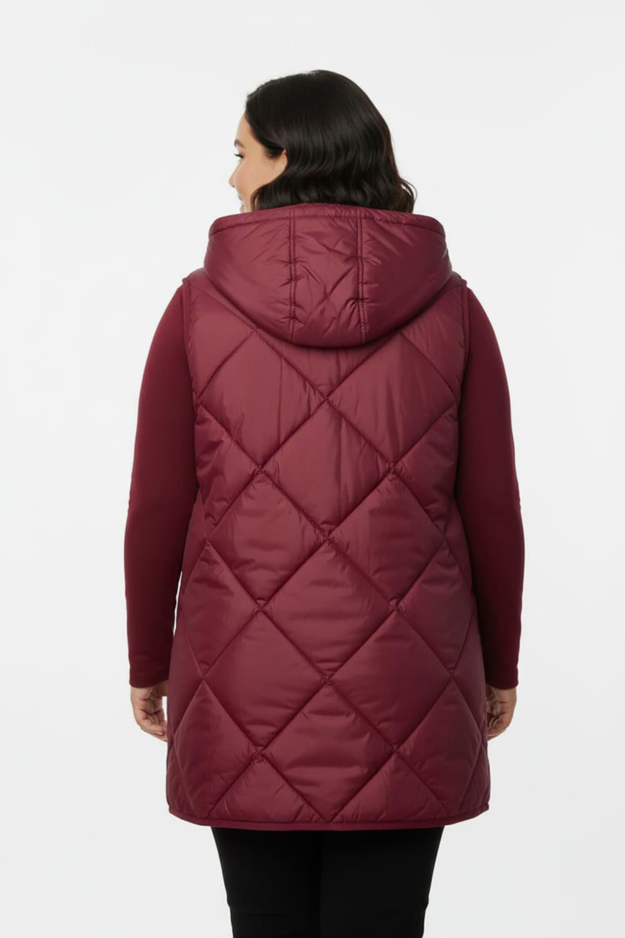 Kapuzenweste mit Fleece-Futter - dunkelrot