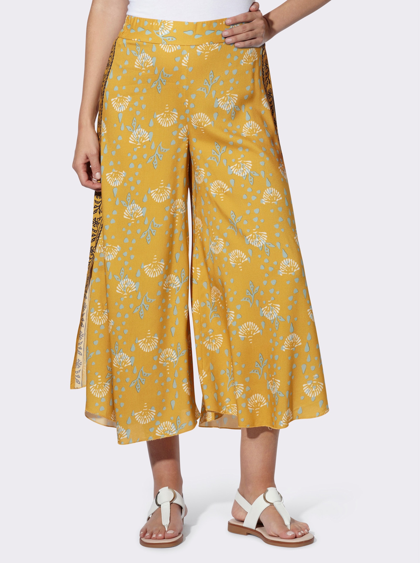 heine Schlupfhose mit Muschel-Dessin - ocker-ecru-bedruckt