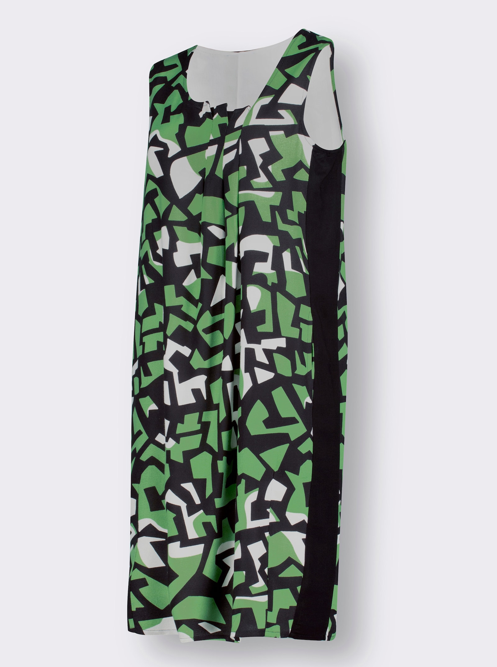 Druckkleid mit Kontrast-Partien - apfel-schwarz-bedruckt