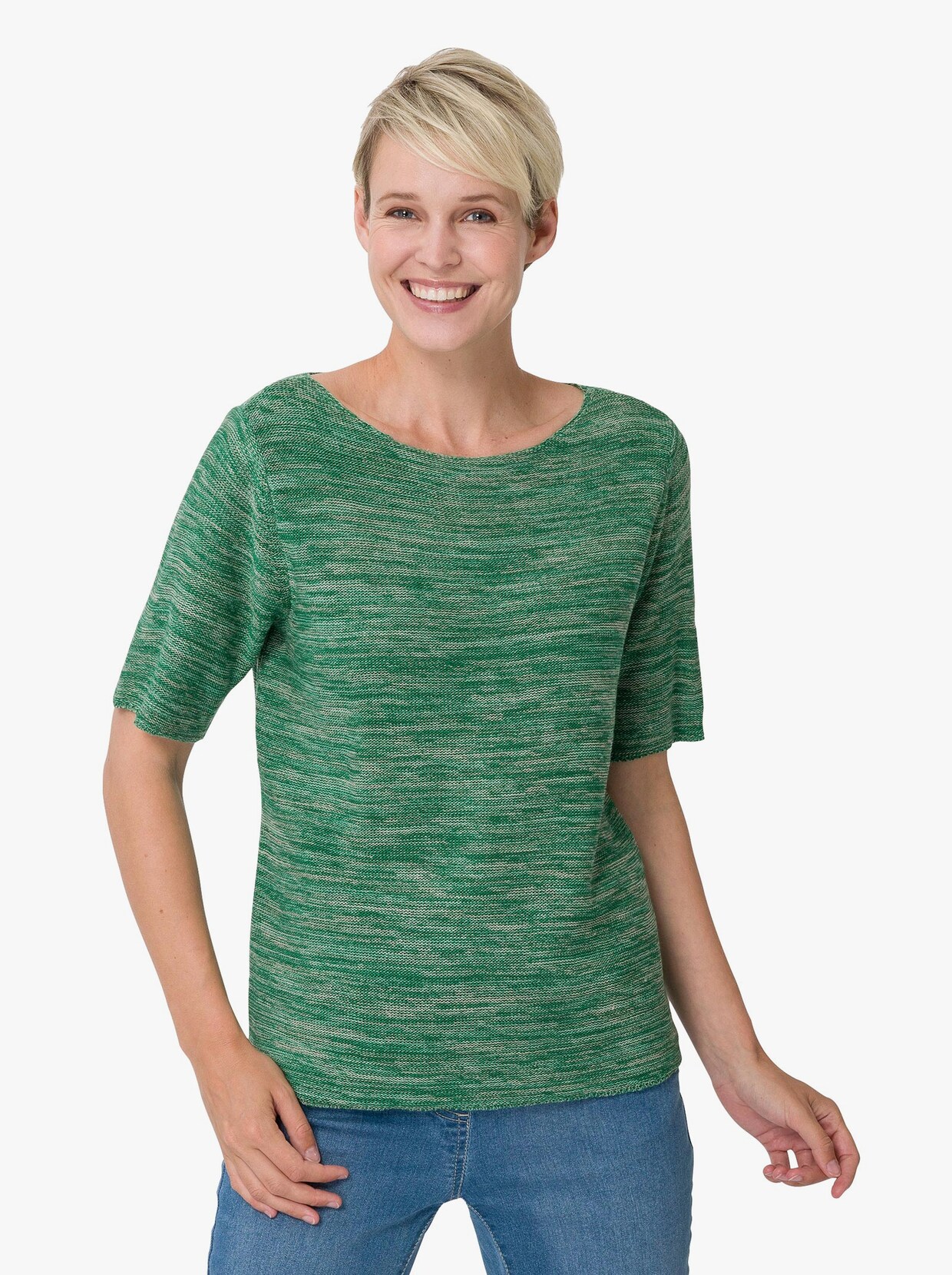 Pullover met korte mouwen - groen/blauwgroen gemêleerd