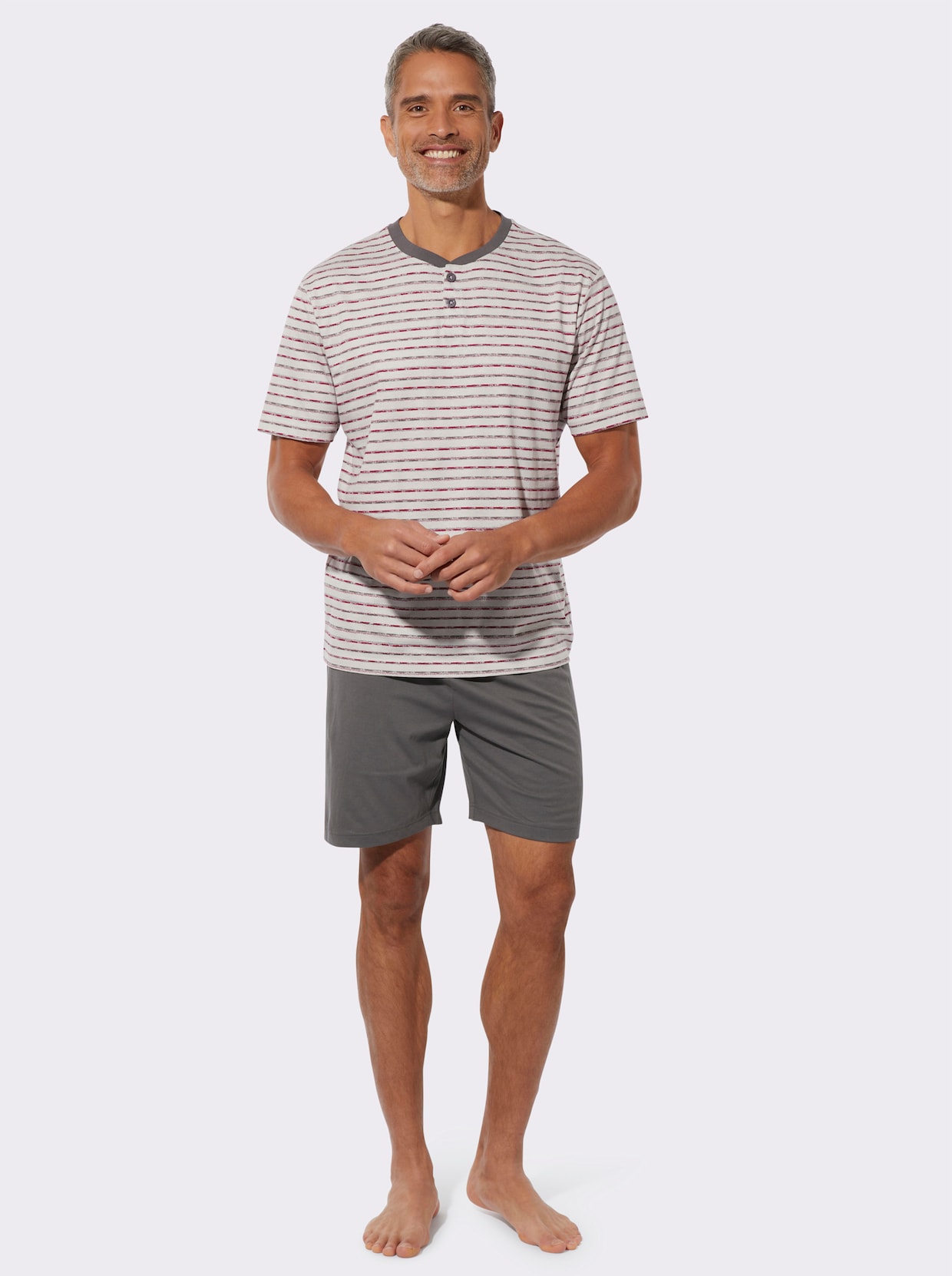 Shorty - anthrazit-kirsche-geringelt