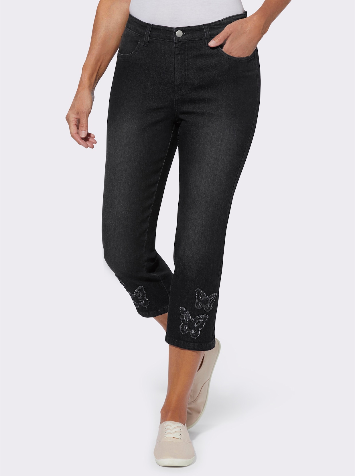 3/4-Jeans - black denim