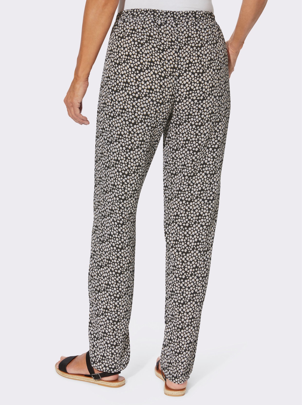 comfortbroek - zwart + zwart/wit bedrukt