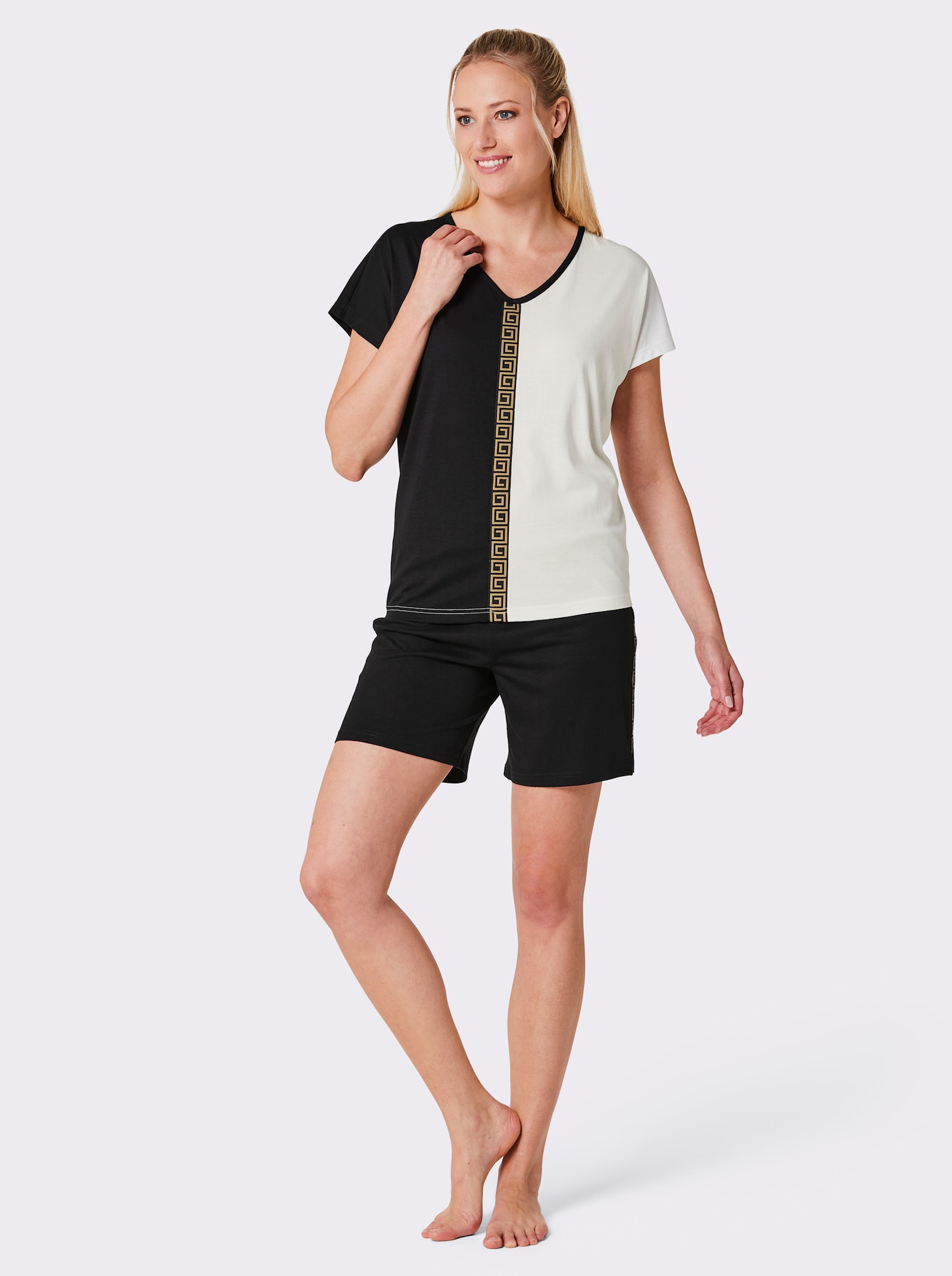 wäschepur Shorty im Colourblocking-Dessin - ecru-schwarz