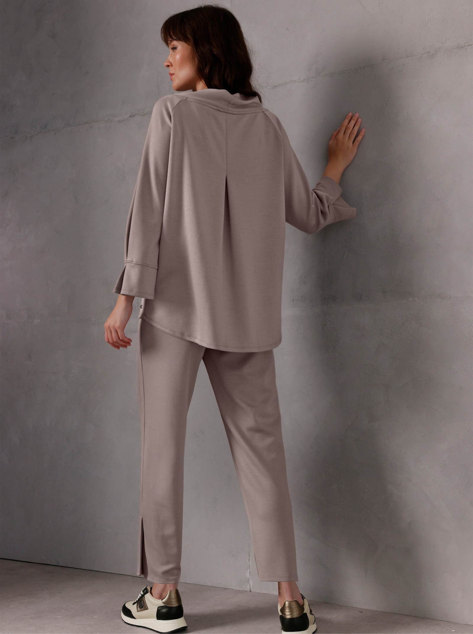 CREATION L PREMIUM Sweathose mit verdecktem Beinschlitz - taupe