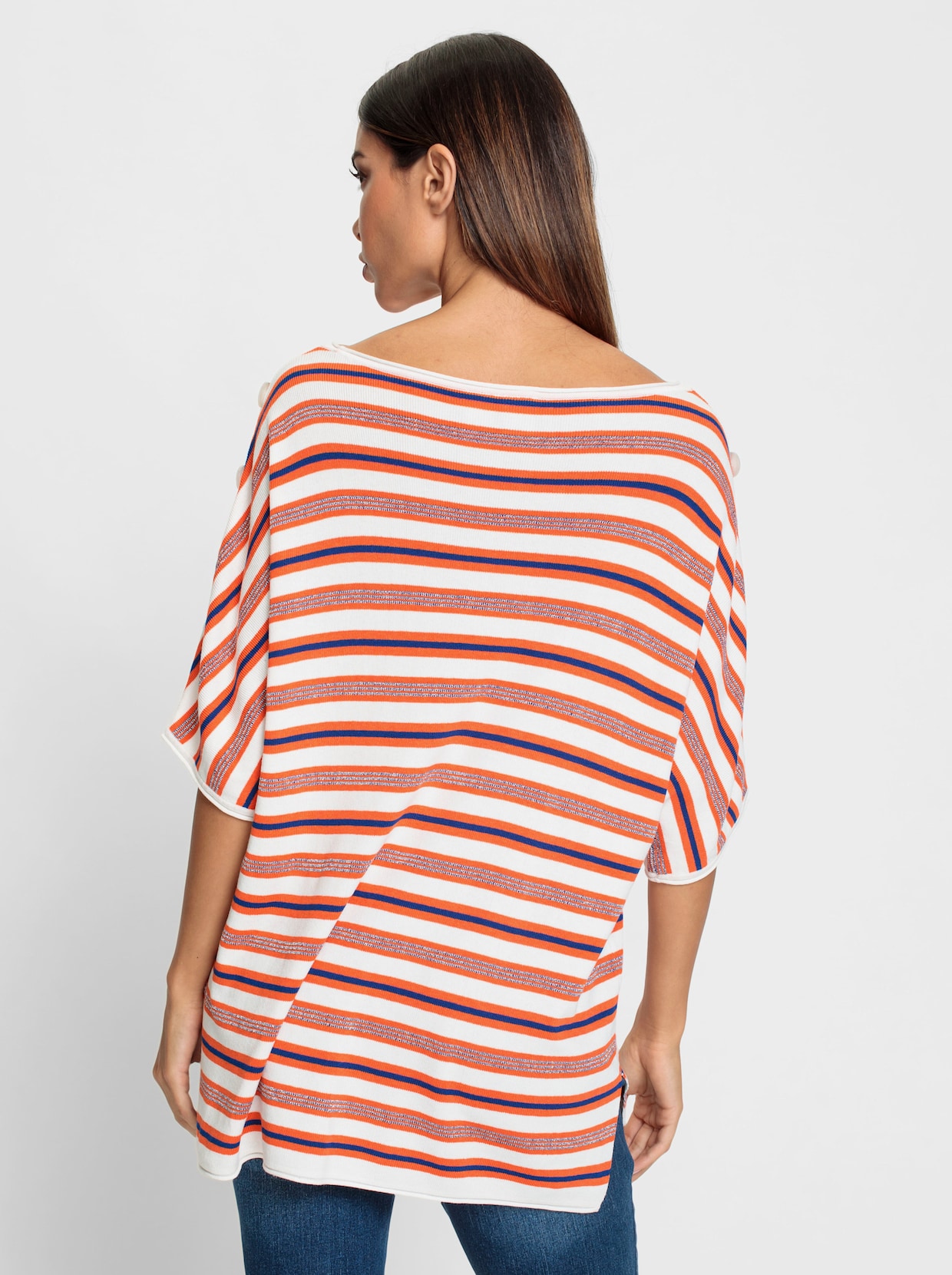 heine Gestreepte pullover - wit/oranje gestreept