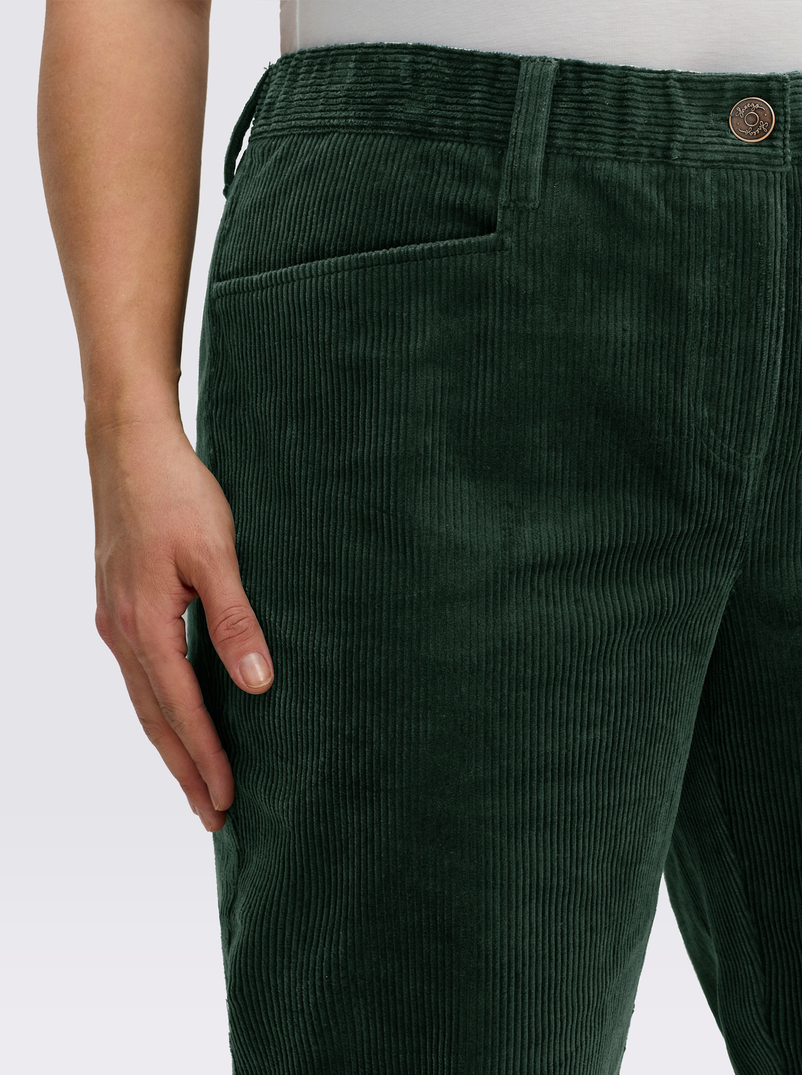 sheego Cordhose mit geradem Bein - moos