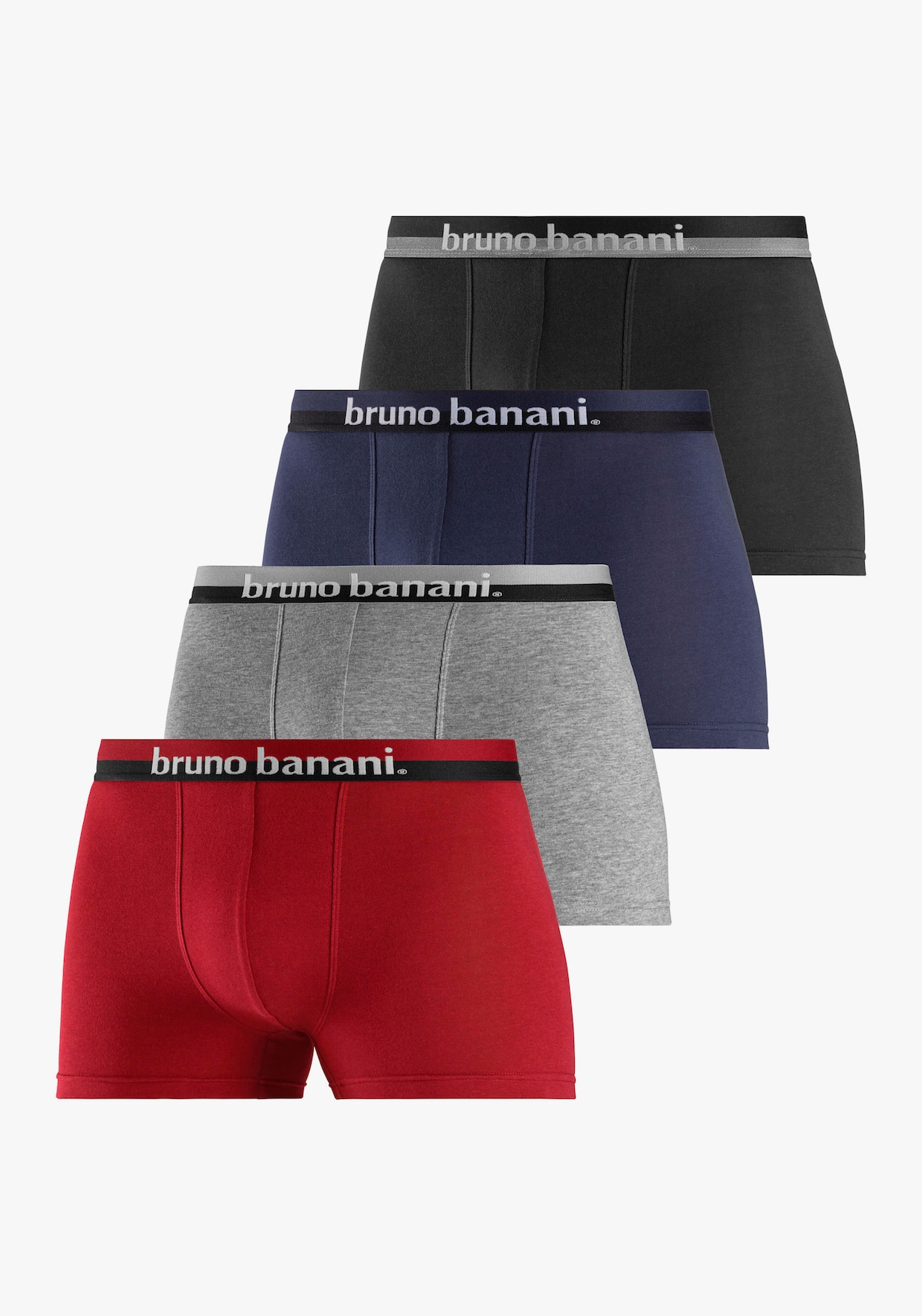 Bruno Banani Boxer - grau-meliert, bordeaux, rot, schwarz