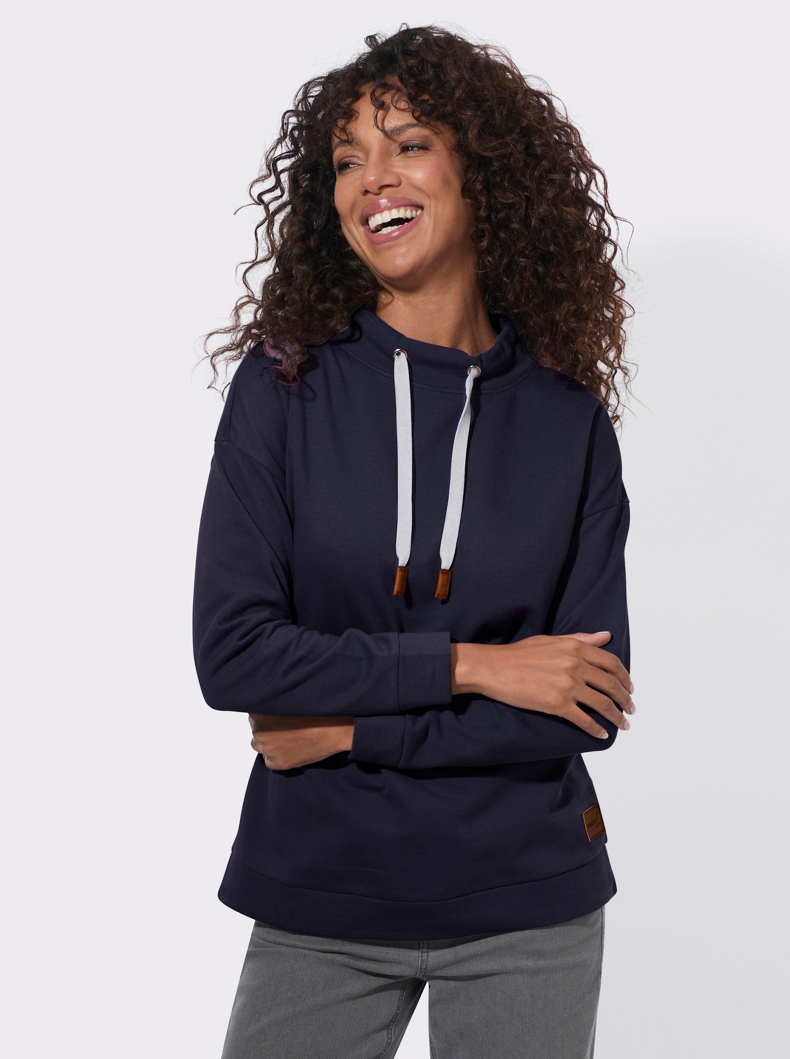  Sweatshirt mit halsfernem Stehkragen - marine