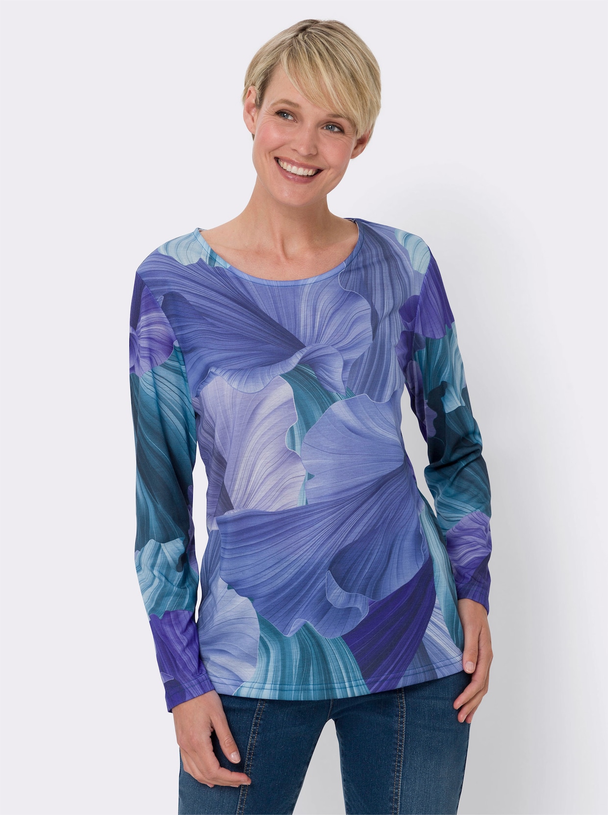 Langarmshirt - bleu-royalblau-bedruckt