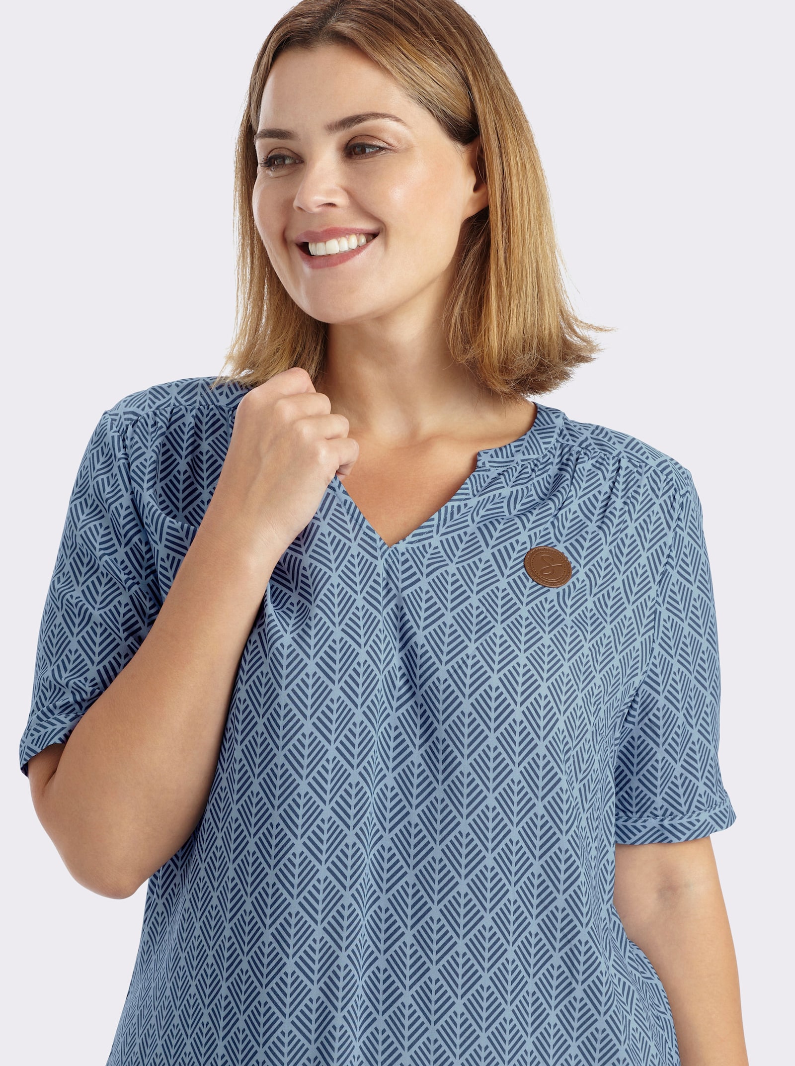 sheego Tunikakleid in A-Linie, mit Grafikprint - bleu-rauchblau-bedruckt