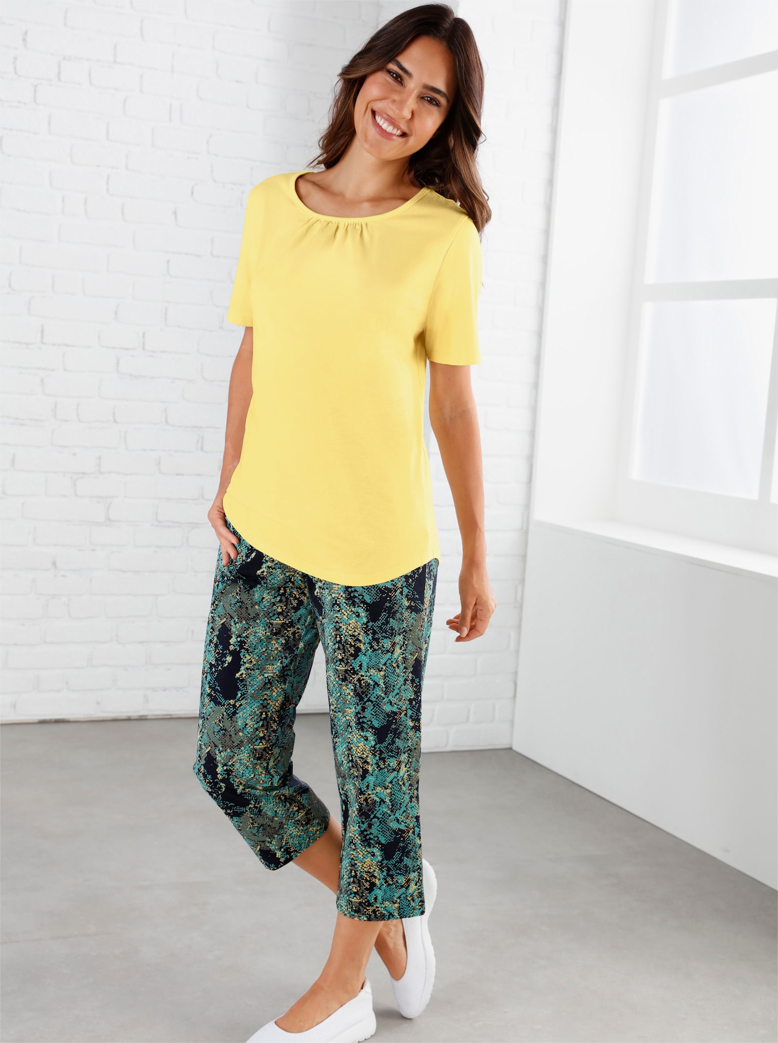 7/8-Hose in Schlangen-Optik - marine-salbei-bedruckt