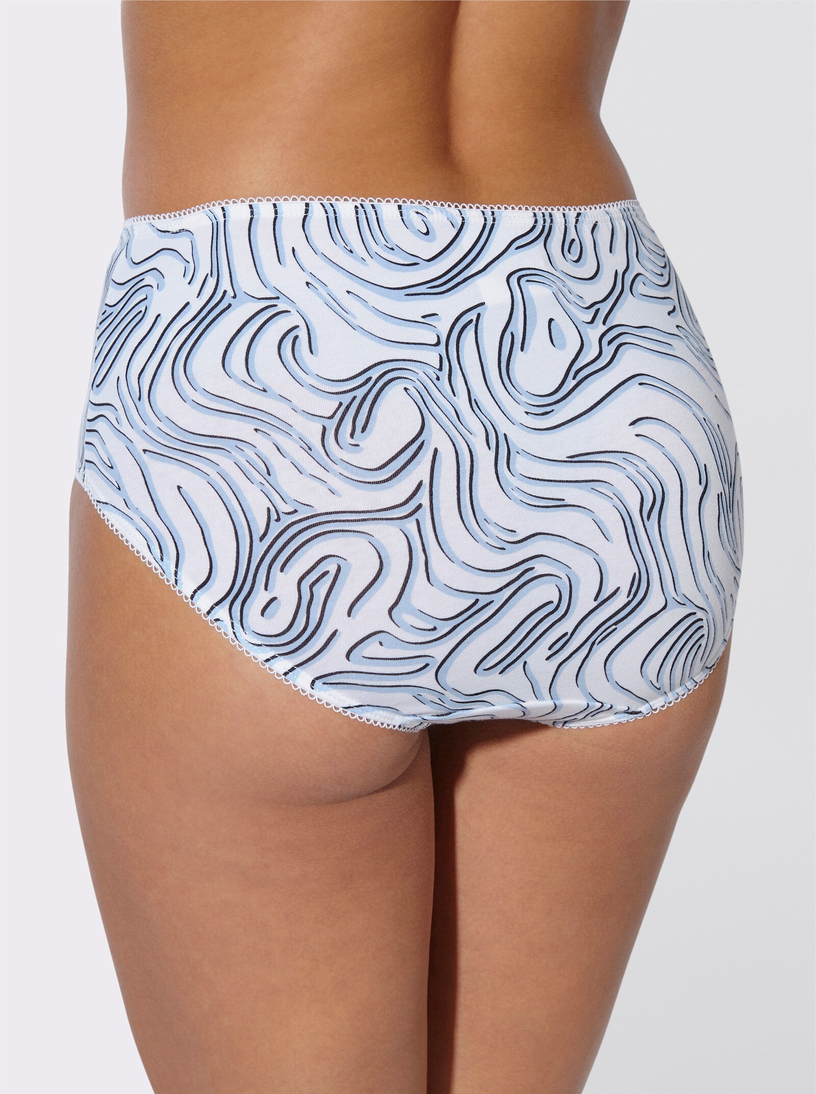 Hüftslip in der 4-Stück-Packung - ecru-bedruckt + eisblau + ecru + schwarz