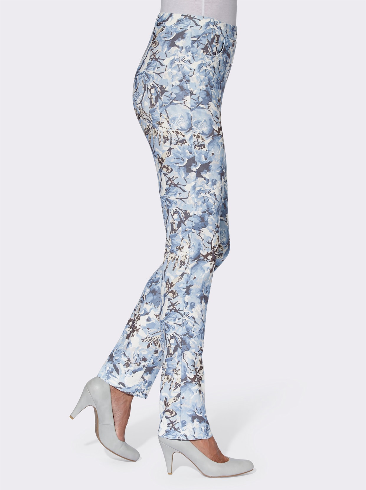 Broek met print - bleu/wit bedrukt