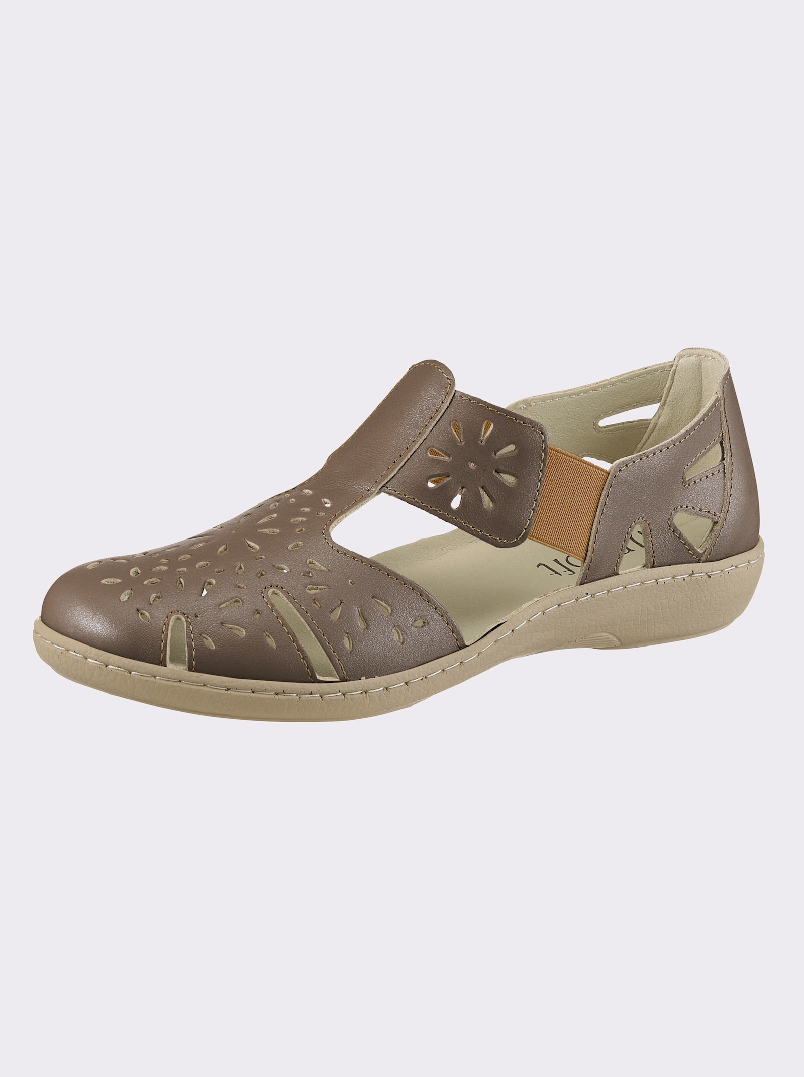 airsoft comfort+ Slipper mit Blumen-Lochmuster - bronzefarben