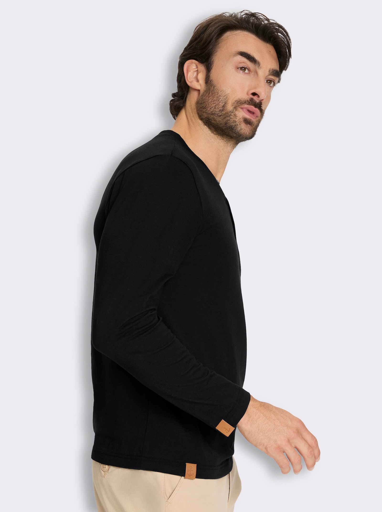 Langarmshirt im Doppelpack - schwarz + grau-meliert