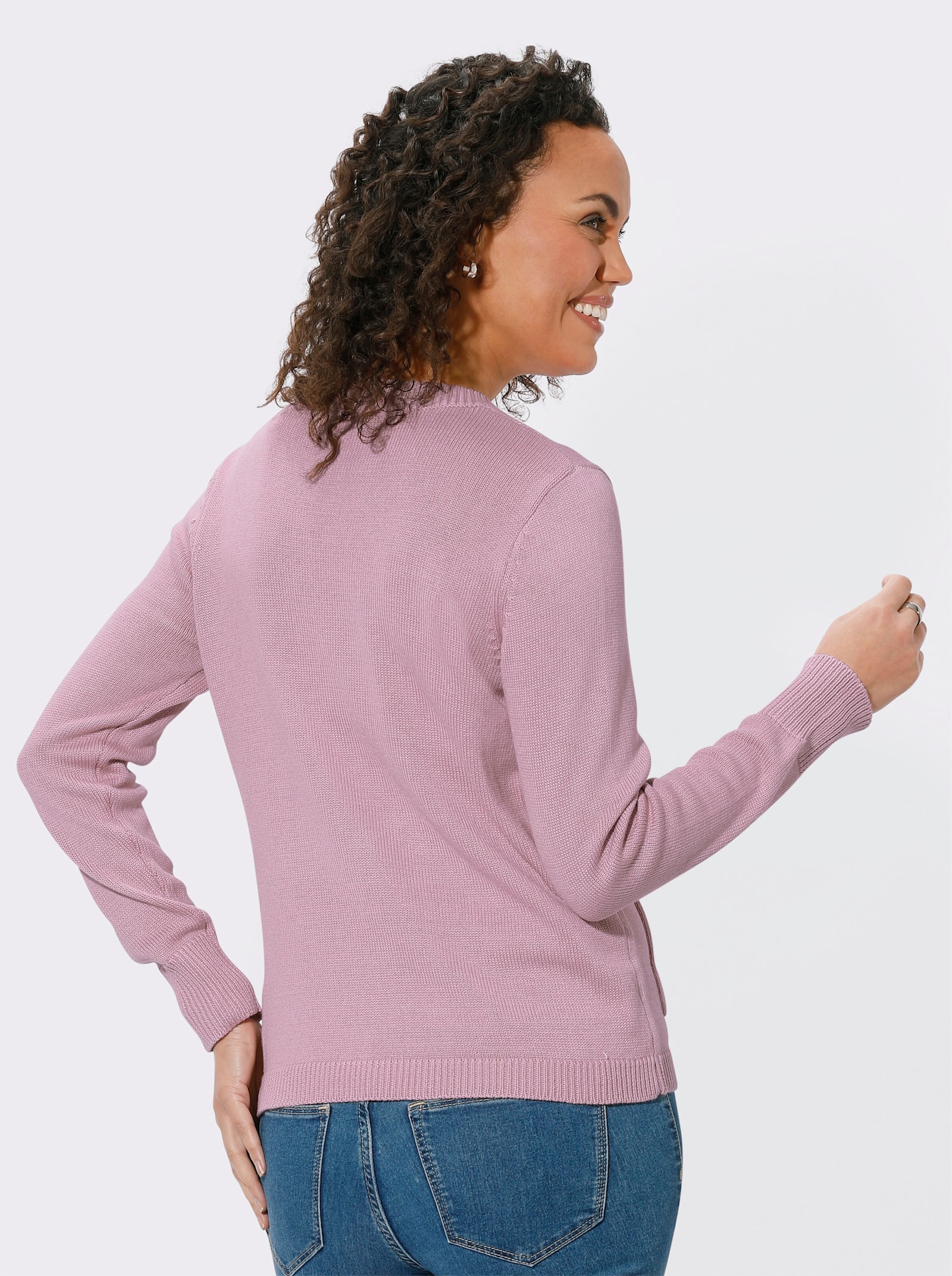 Rundhalspullover mit aufgesetzten Taschen - altrosé