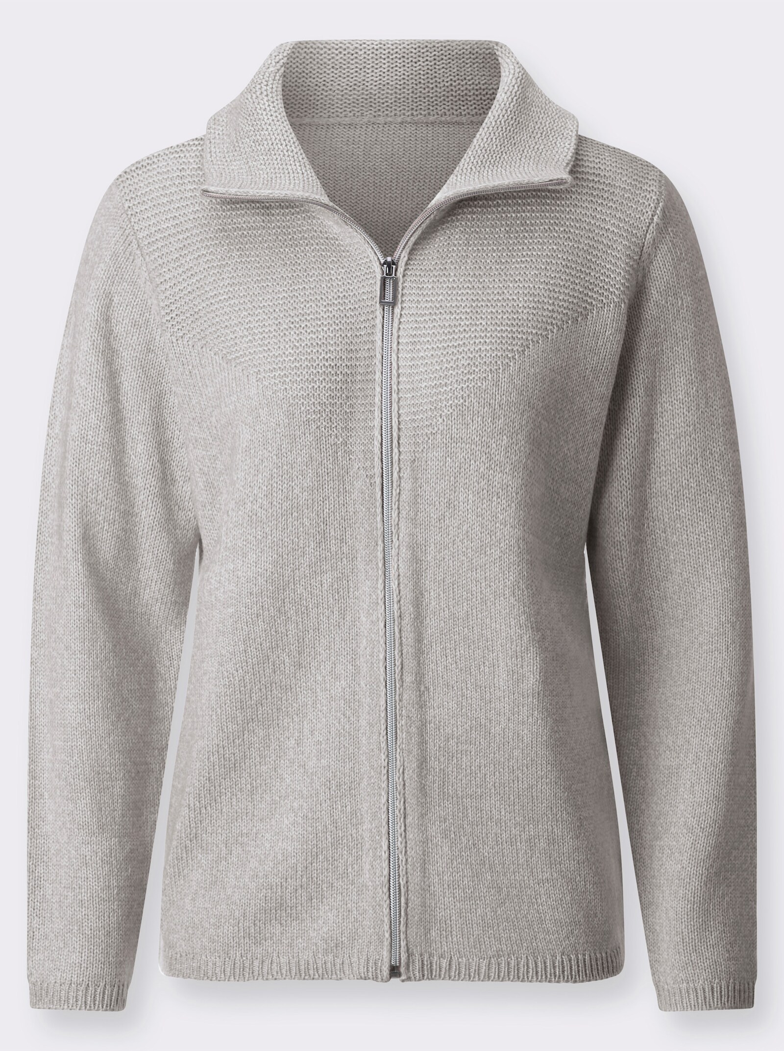 Strickjacke - steingrau-hellgrau-meliert