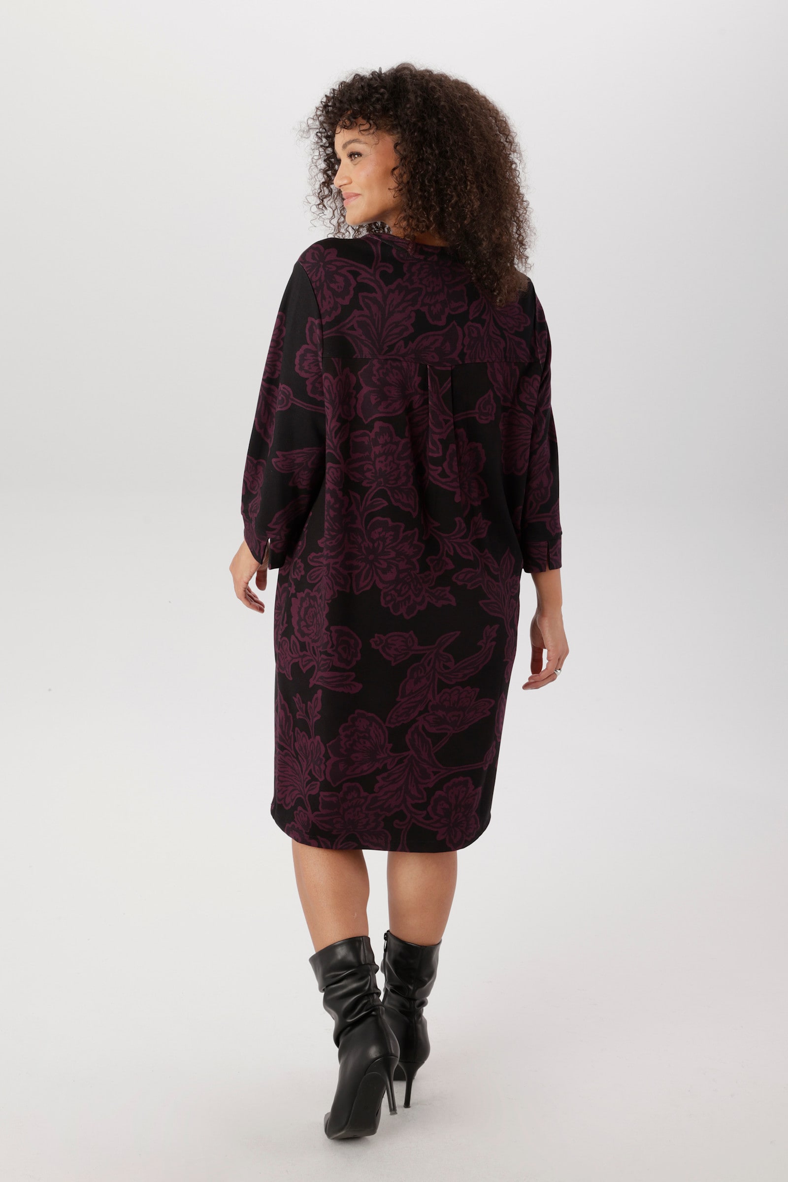 Aniston PLUS Jerseykleid - schwarz-bordeaux