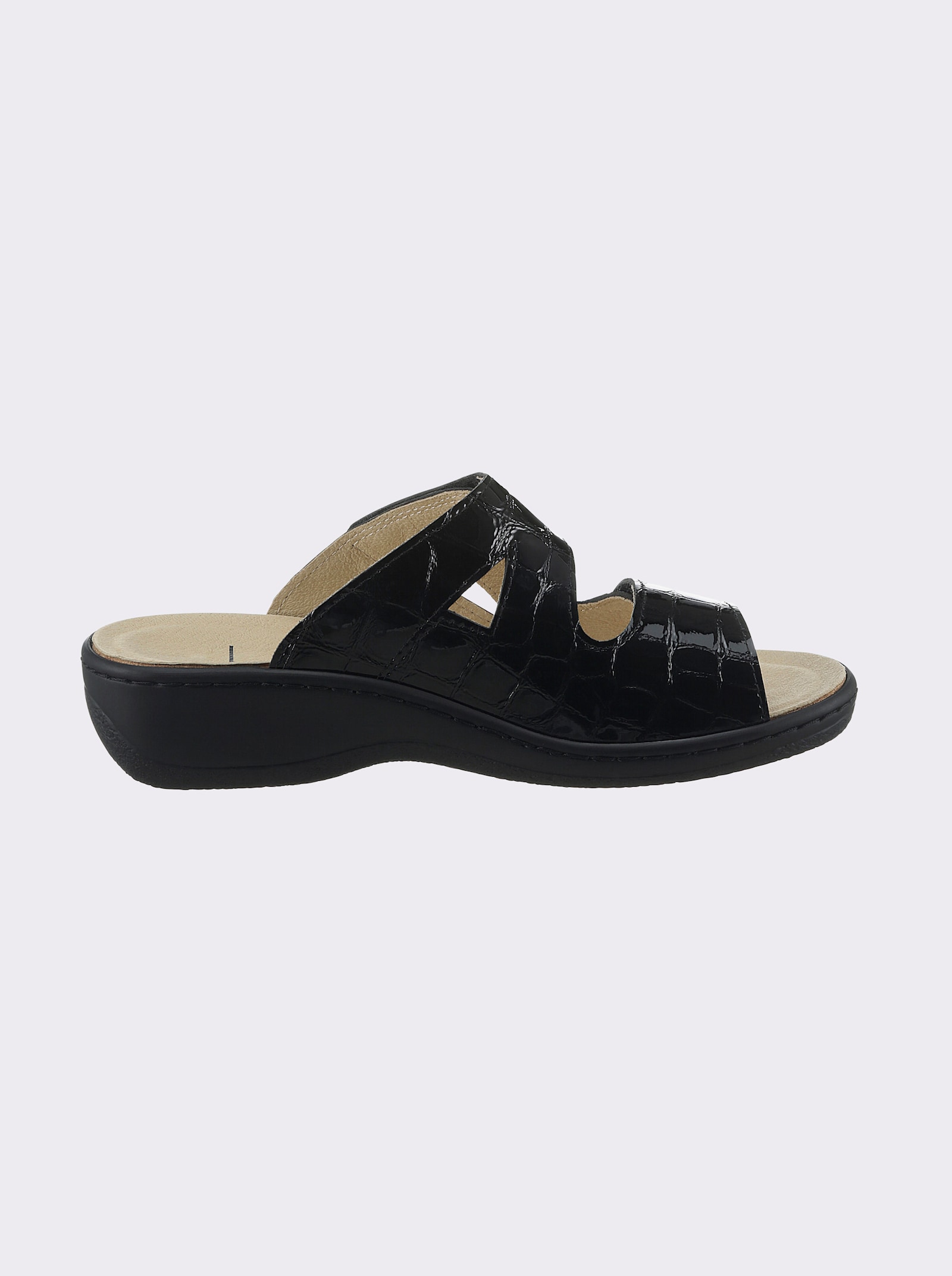 Belvida Pantolette mit Wechselfußbett aus Kork - schwarz