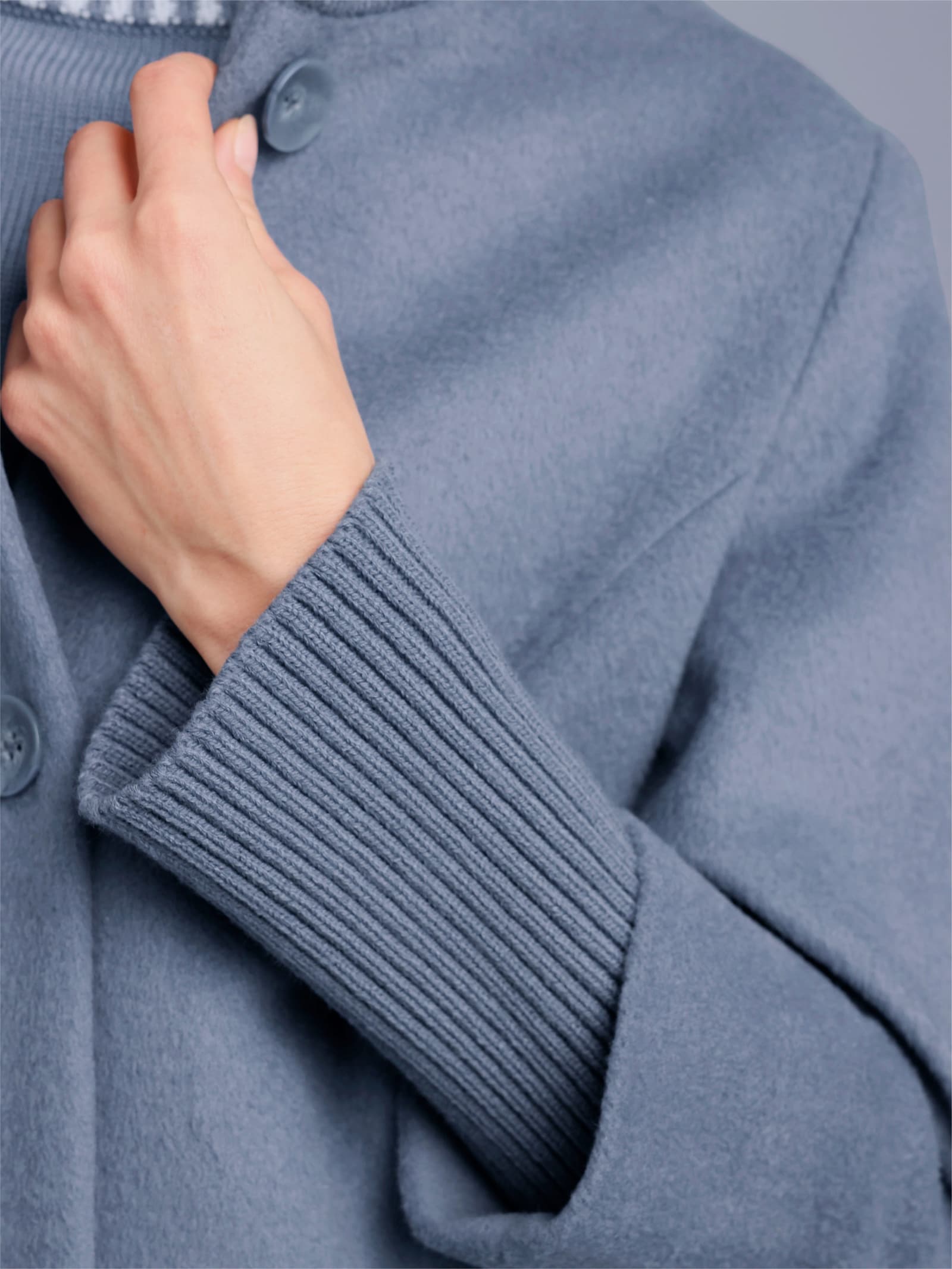 Manisa Wollmantel - taubenblau