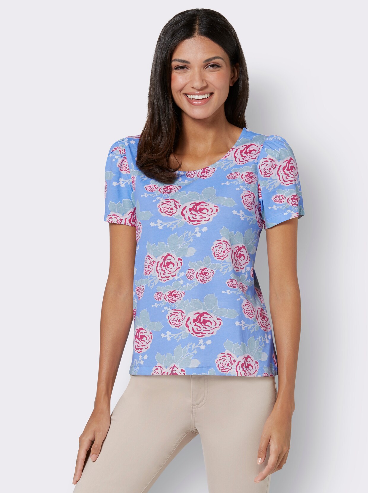 Shirt met korte mouwen - hemelsblauw gedessineerd