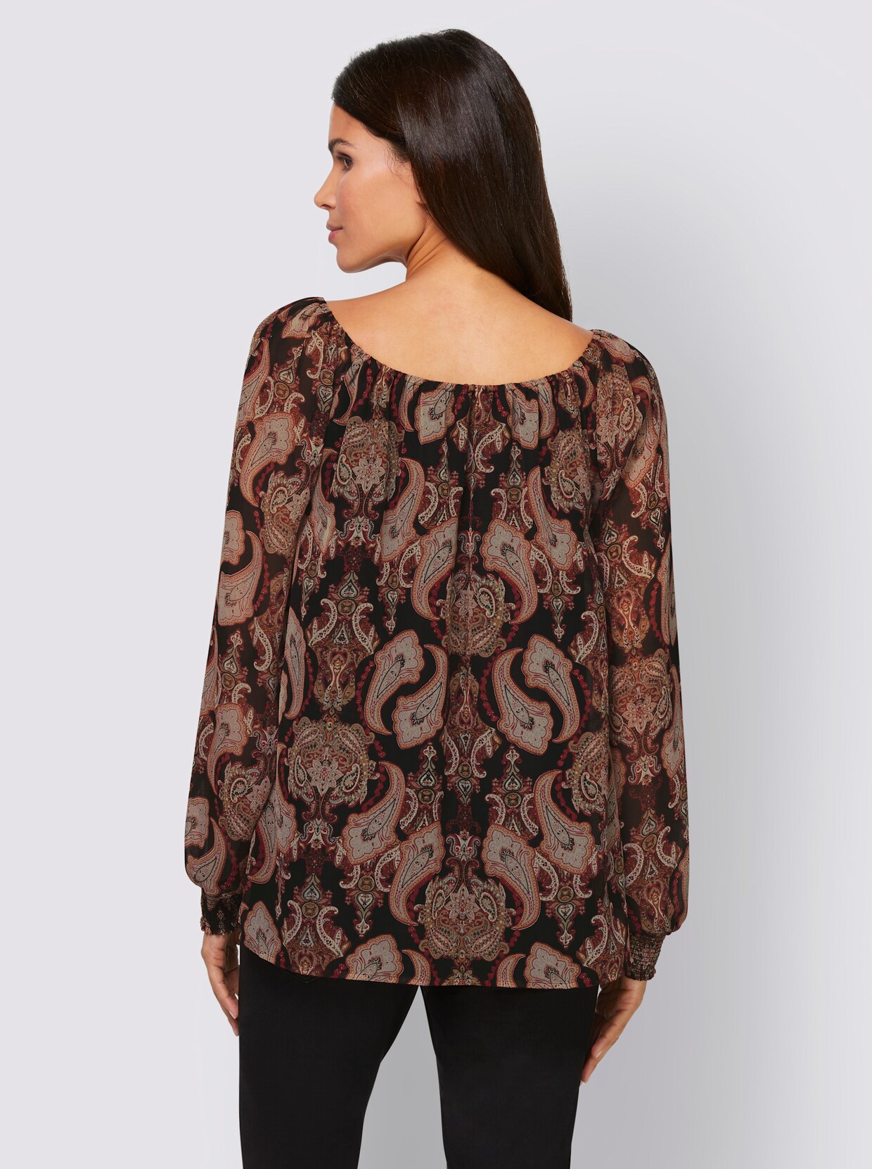 heine Druckbluse - schwarz-rot-gemustert