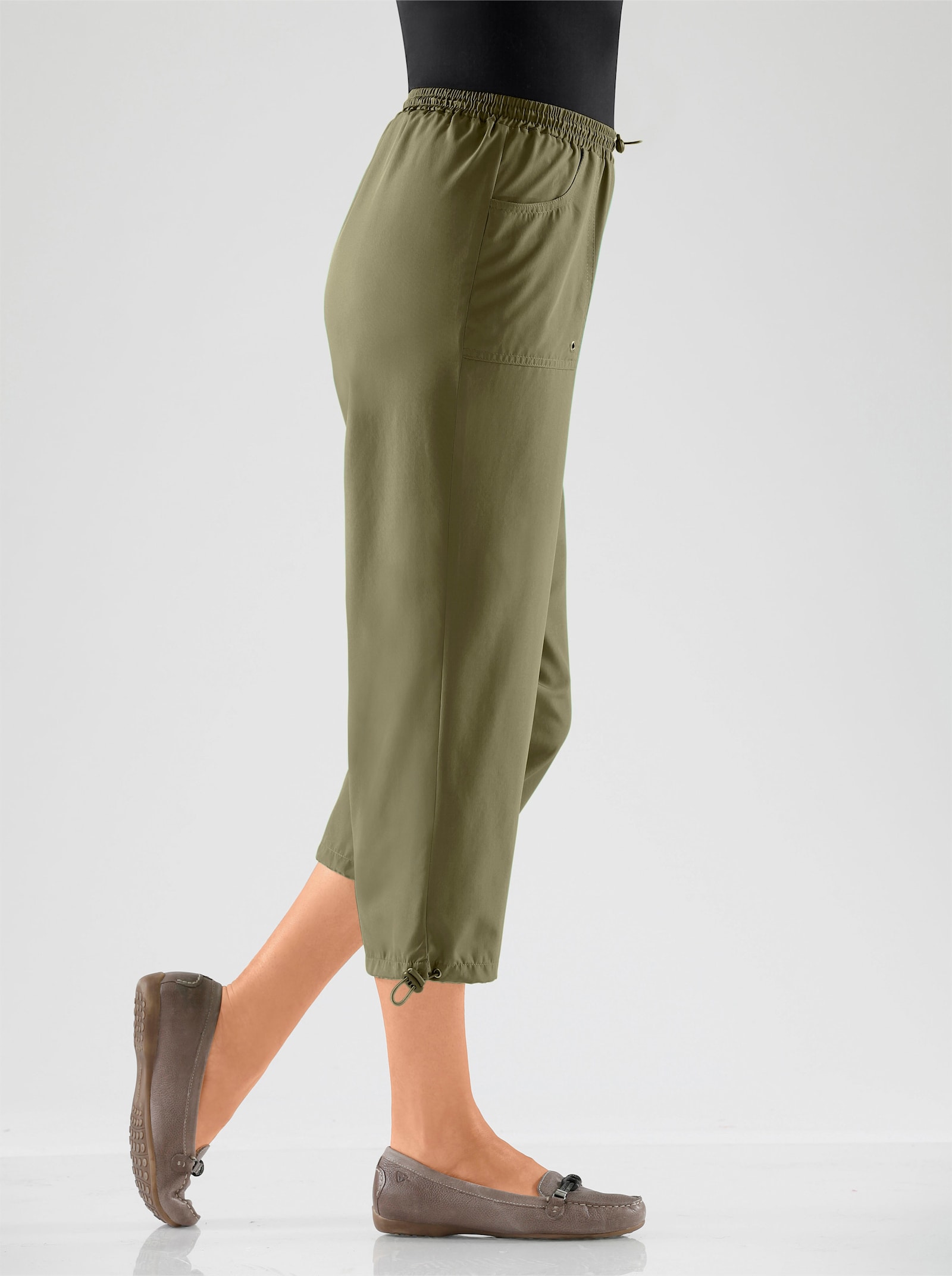 7/8-broek van microgaren - kaki