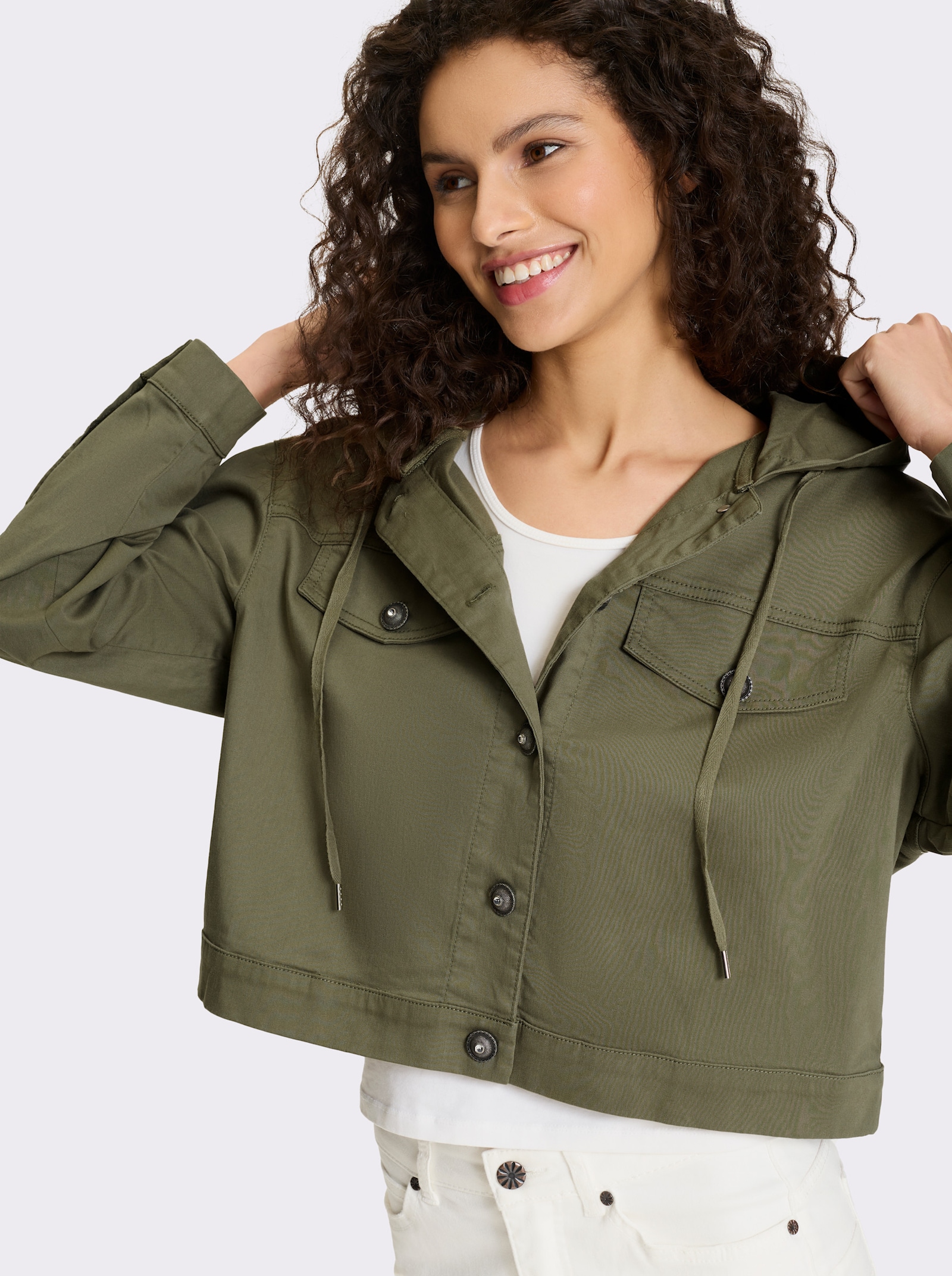 heine Jeansjack met capuchon - kaki