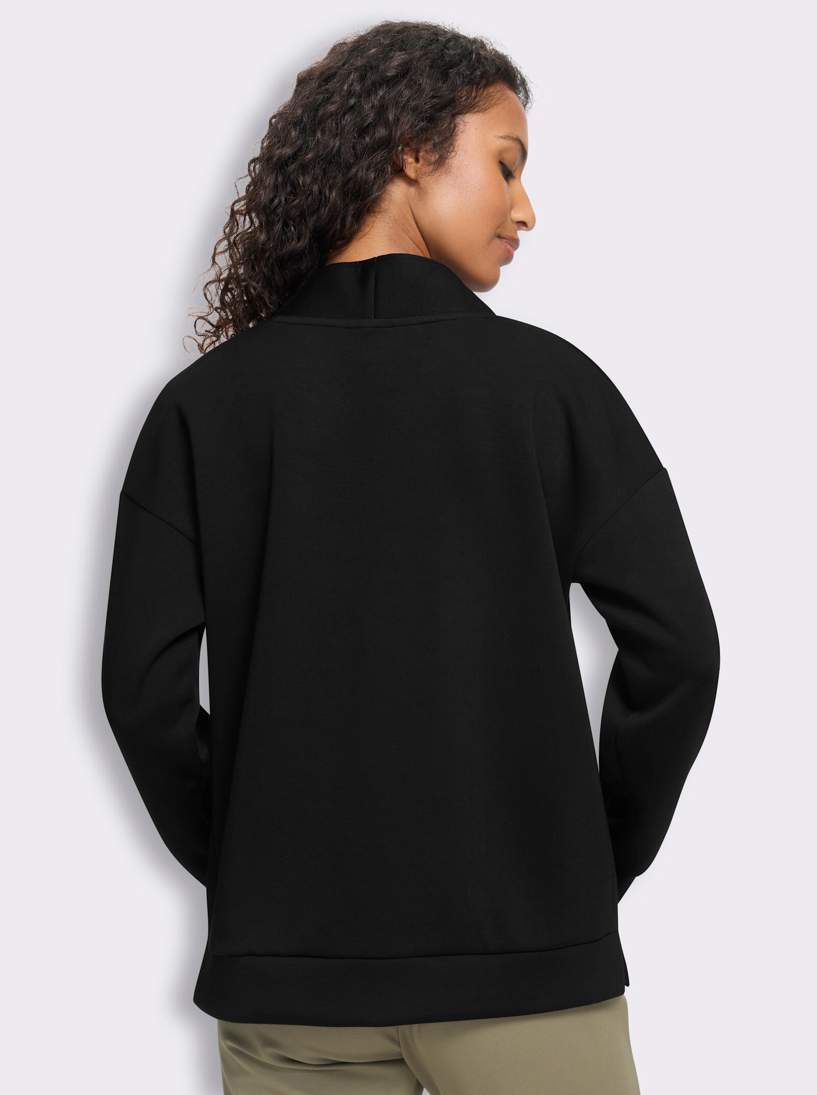 heine Stehkragenshirt mit Seitenschlitzen - schwarz