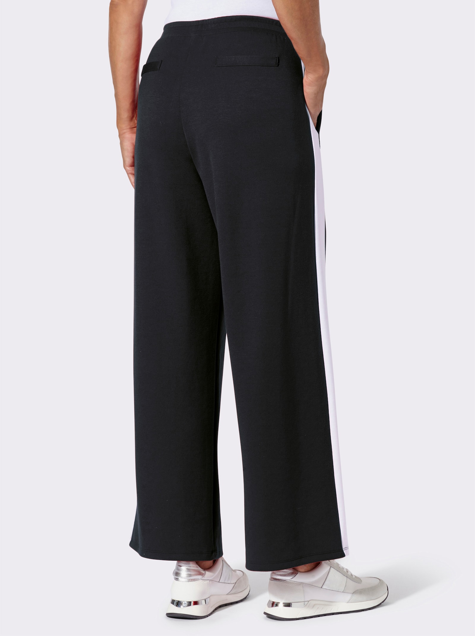 Jerseyhose mit Galonstreifen - schwarz-weiß