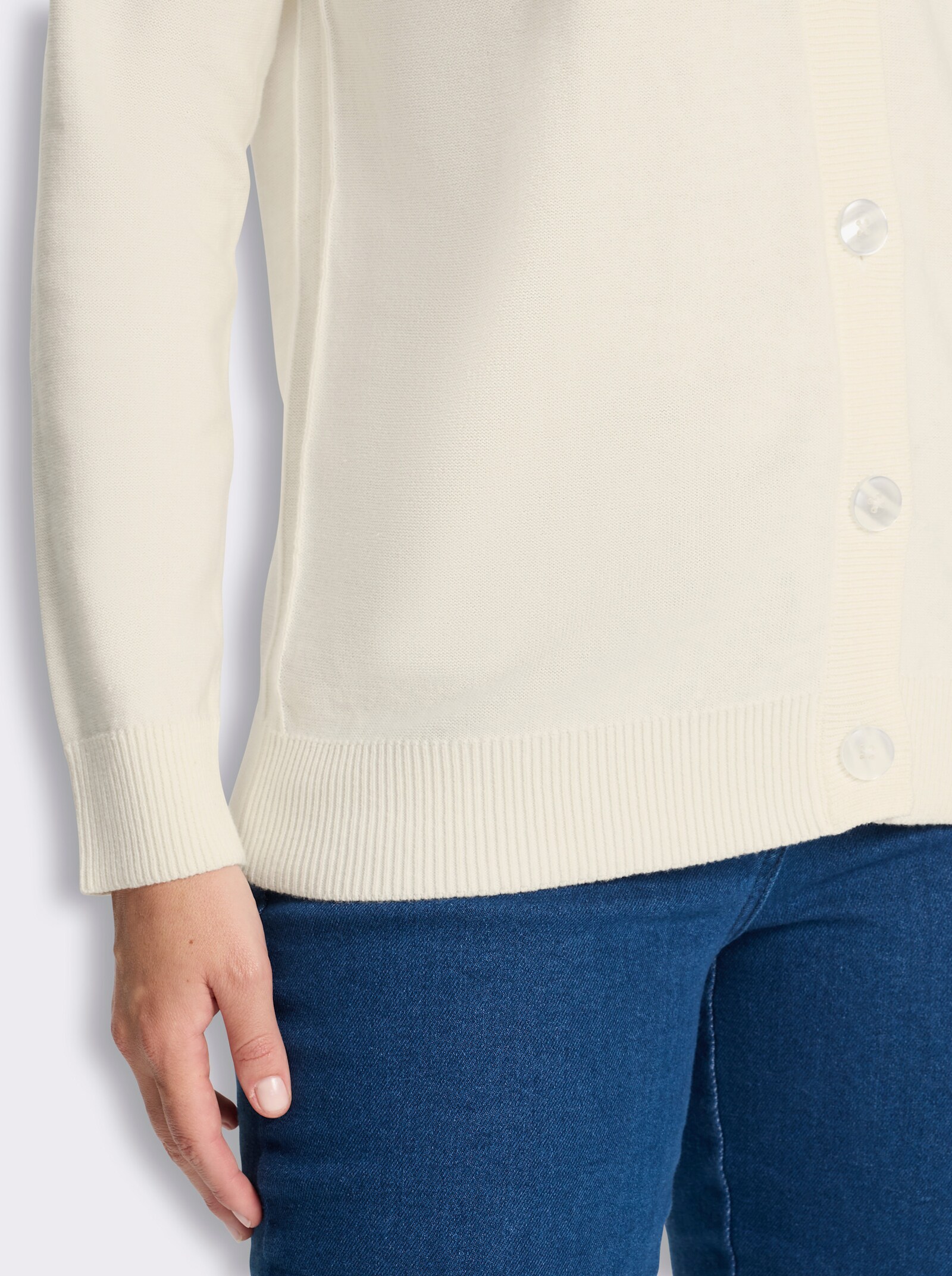 Strickjacke mit Raglan-Ärmeln - ecru