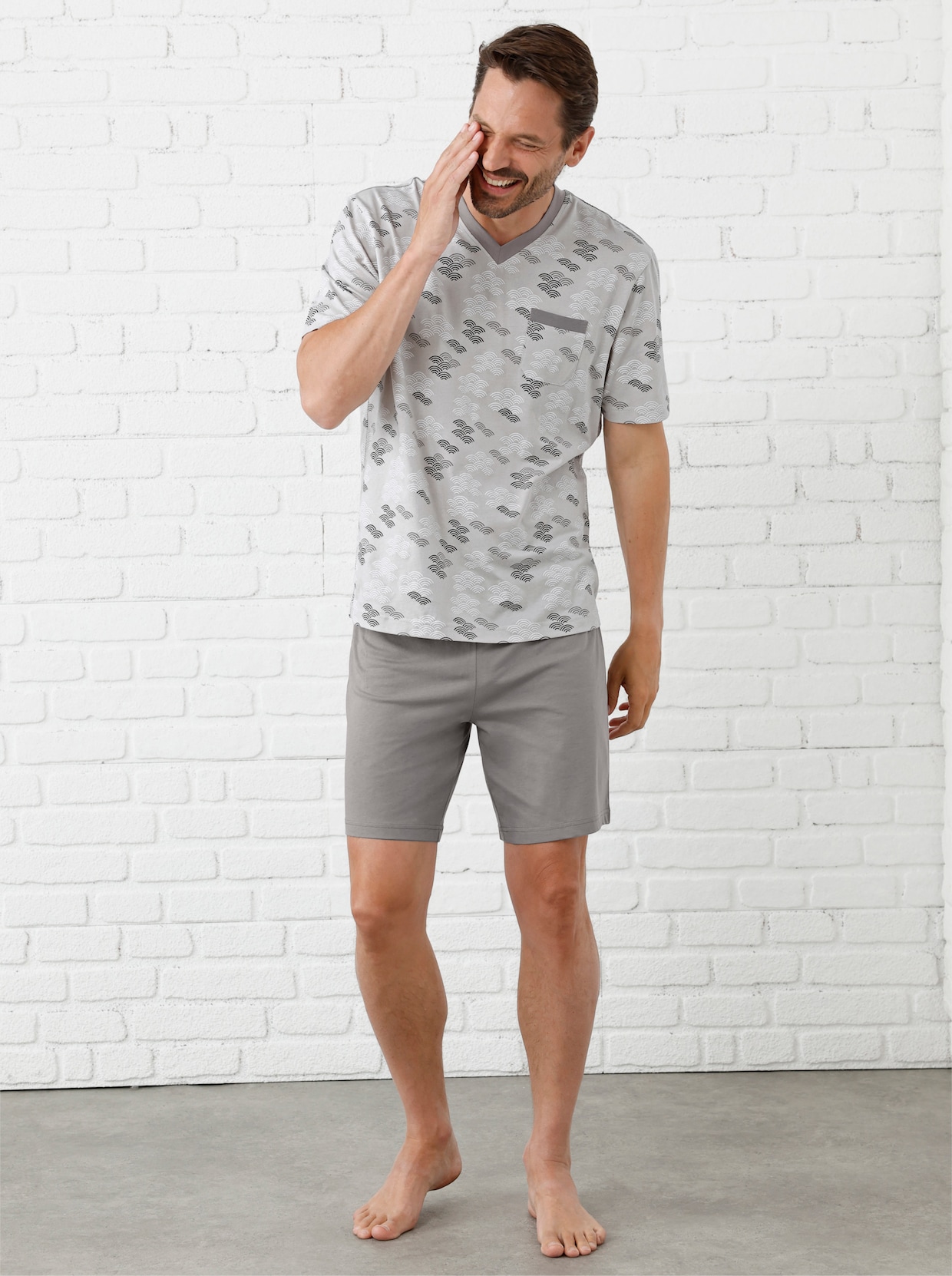 wäschepur men Shortys - grau + dunkelrot