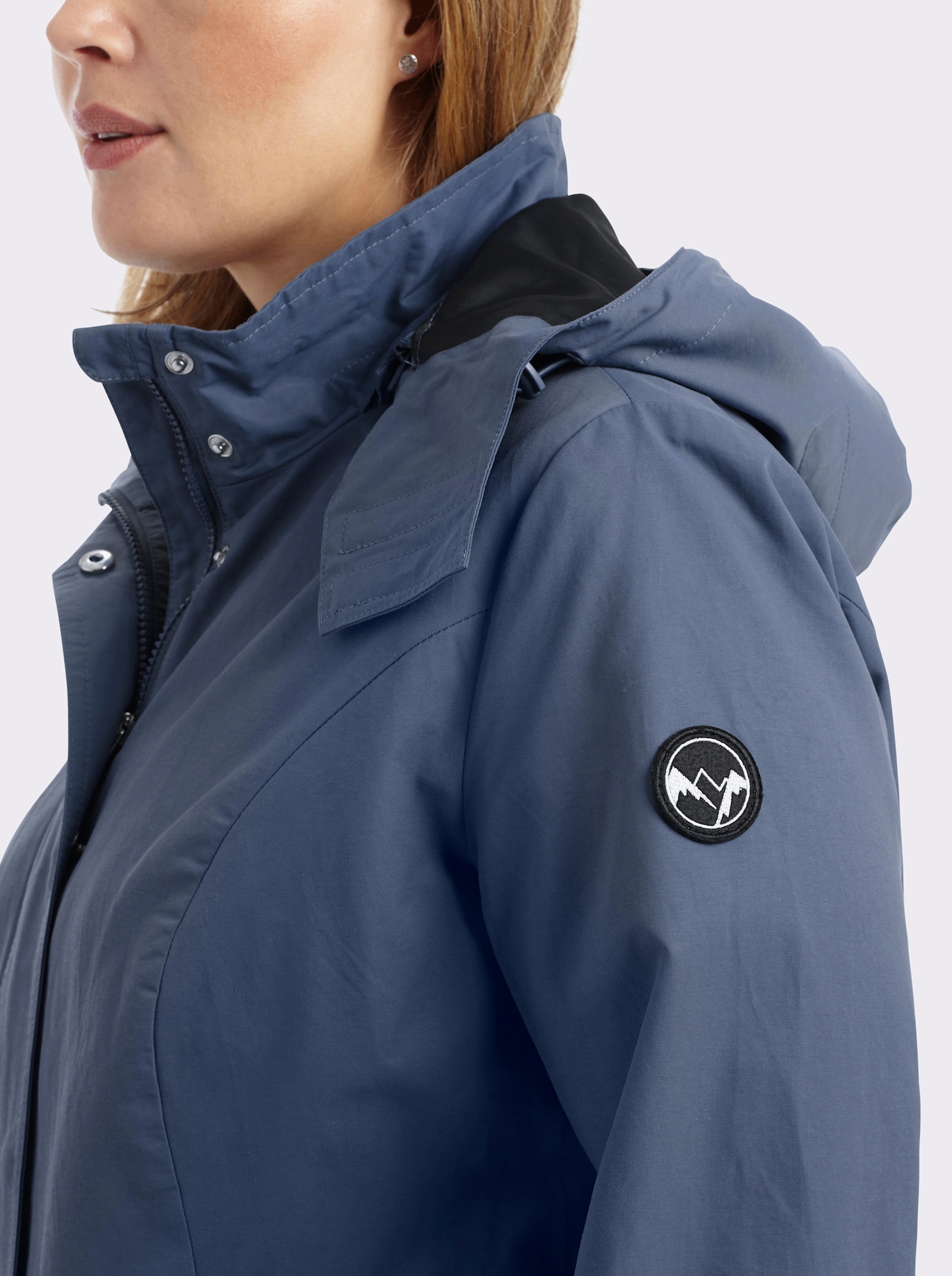 sheego Übergangsjacke mit abnehmbarer Kapuze - rauchblau