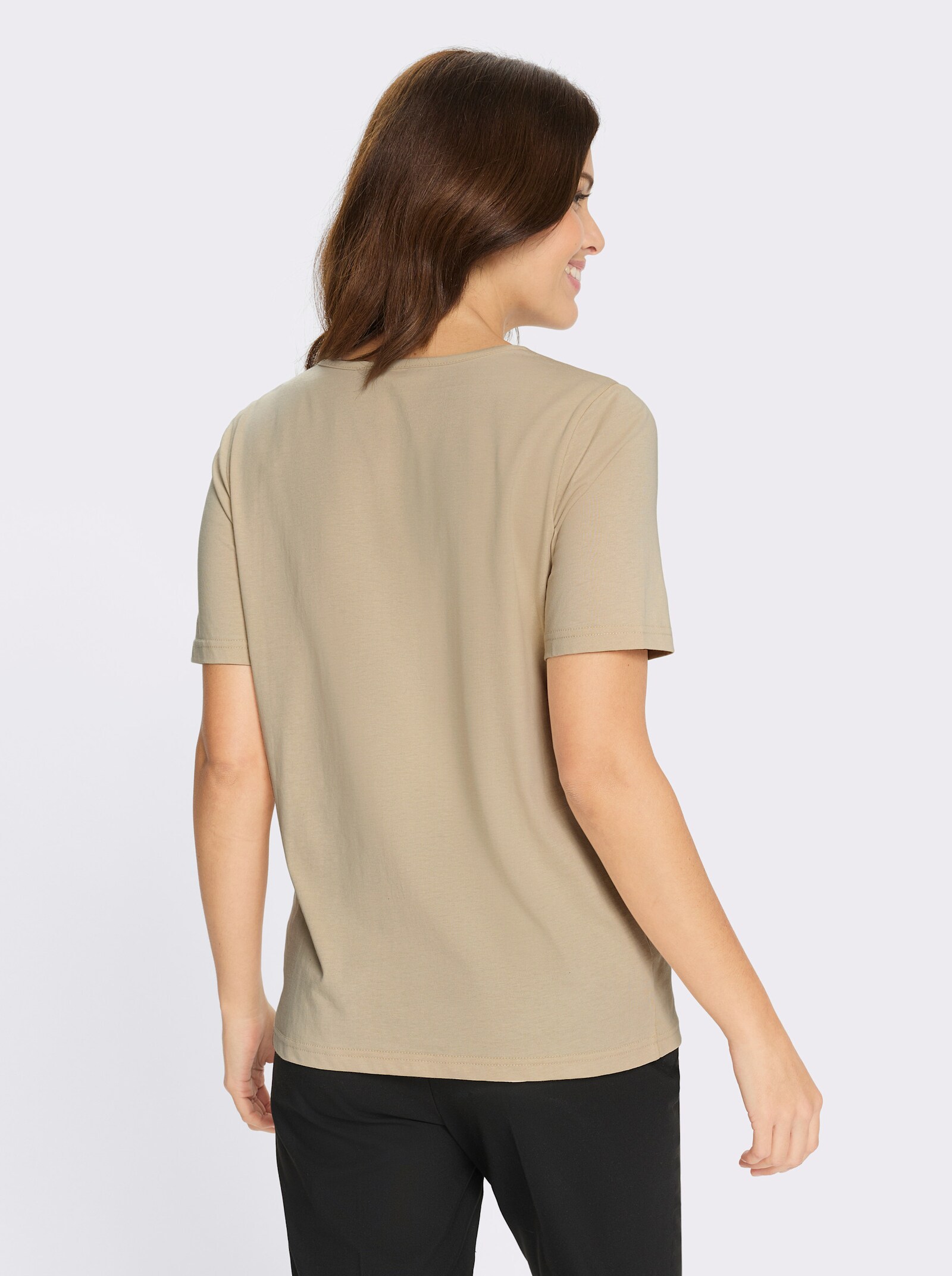 Shirt met korte mouwen en print - zand/zwart