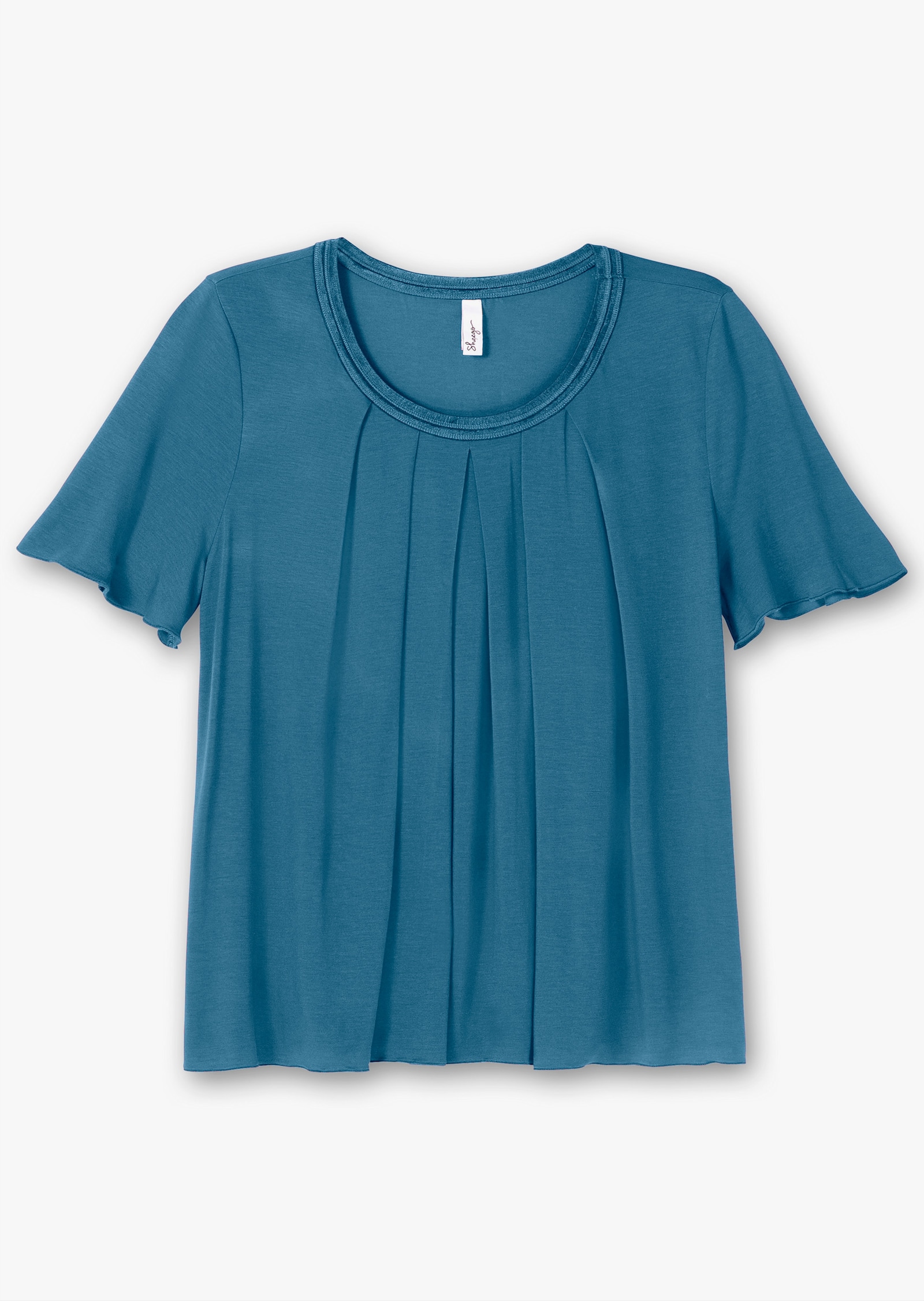 sheego Shirt mit Kellerfalte vorn - topas