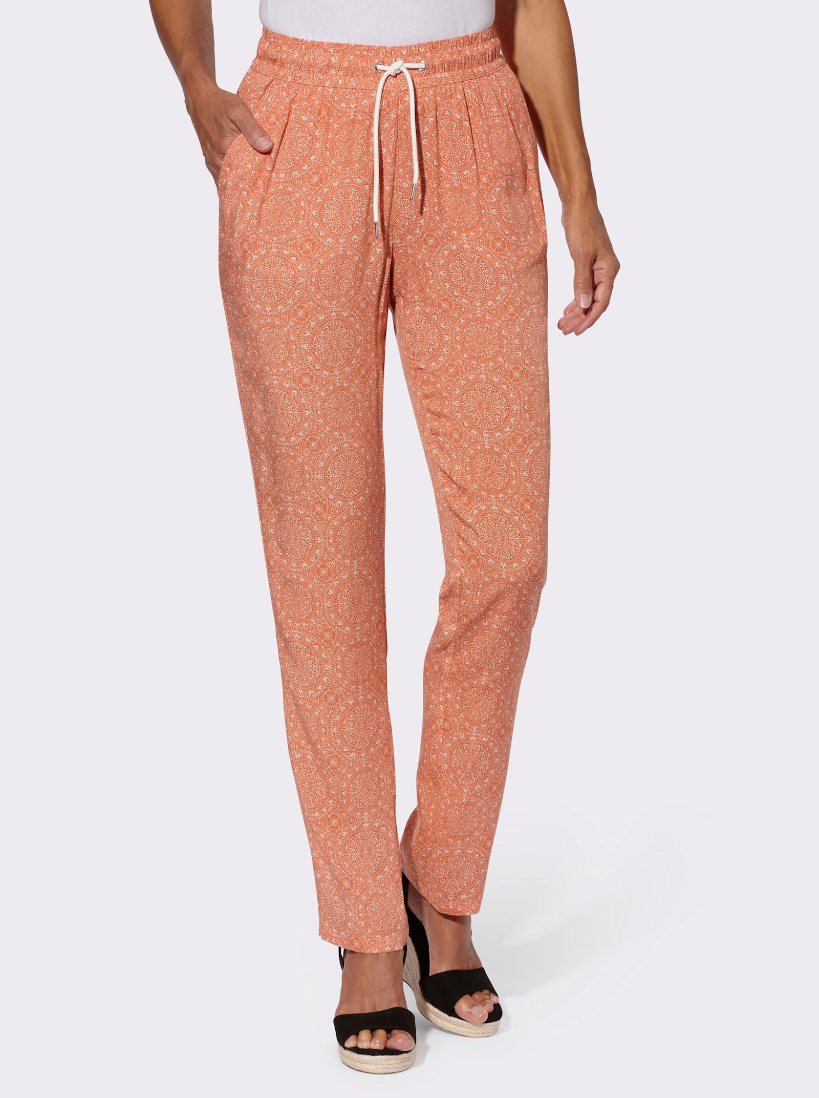 Schlupfhose mit Mandala-Druck - papaya-champagner-bedruckt