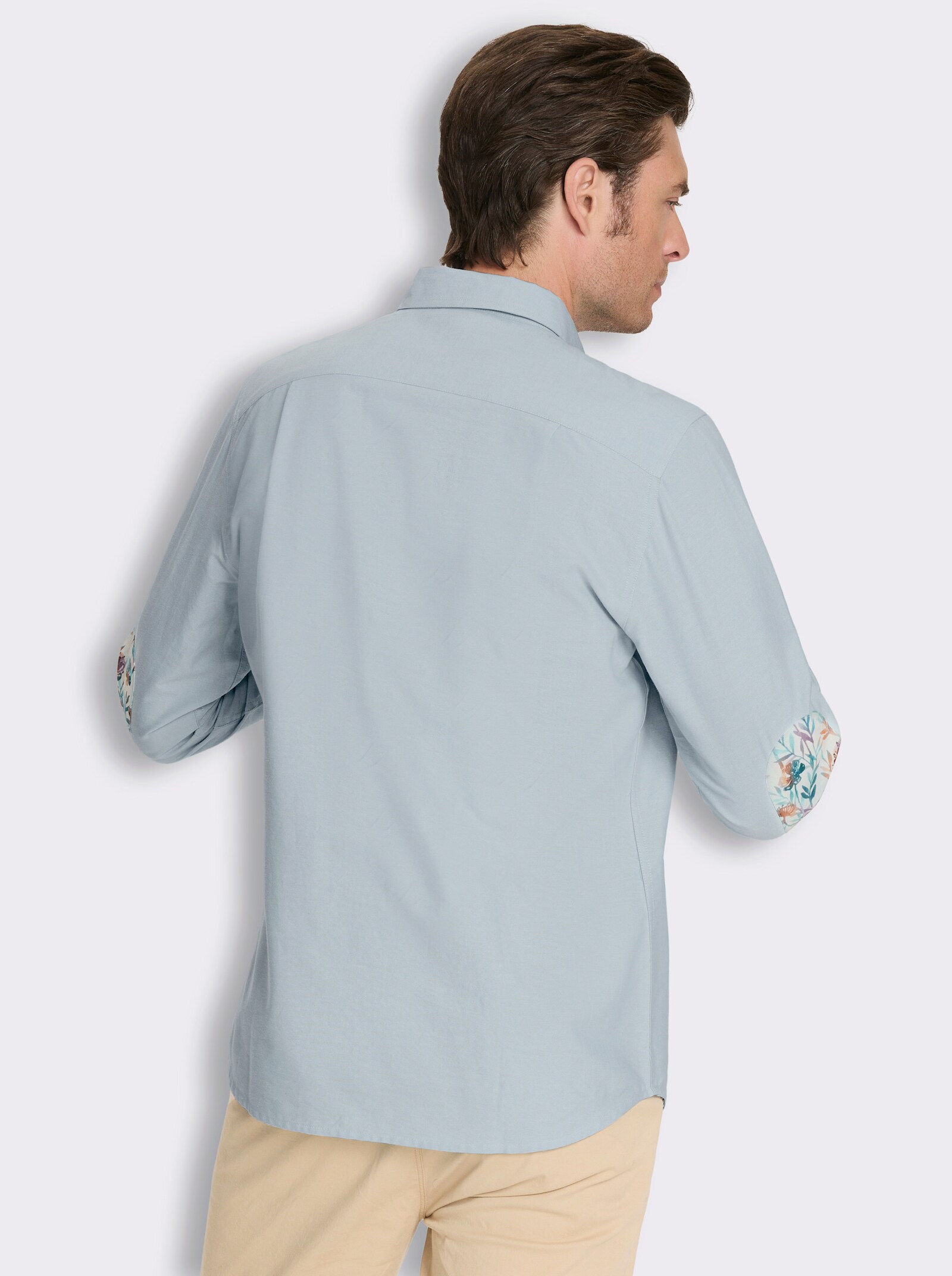Marco Donati Langarmhemd mit Ellbogen-Patches - eisblau