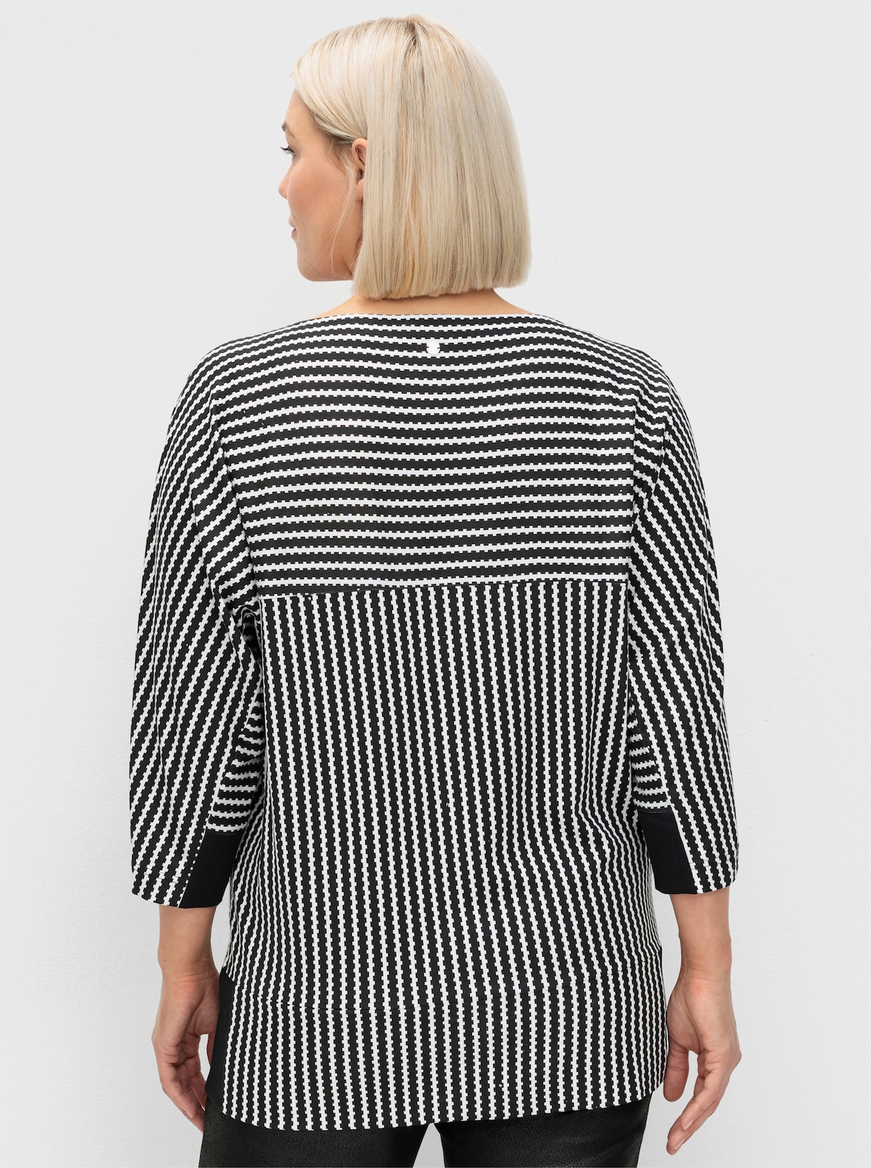 sheego Shirt met 3/4-mouw - zwart/wit