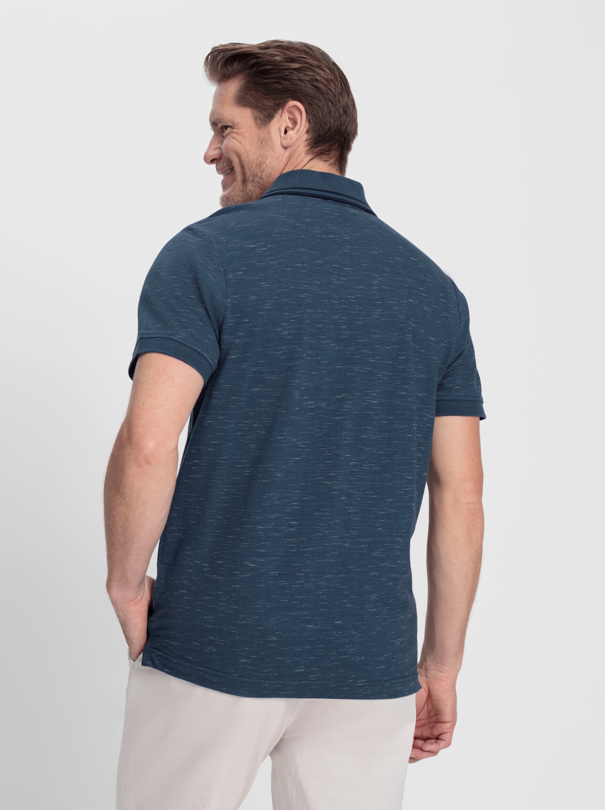 Marco Donati Shirt met korte mouwen - jeansblauw gemêleerd