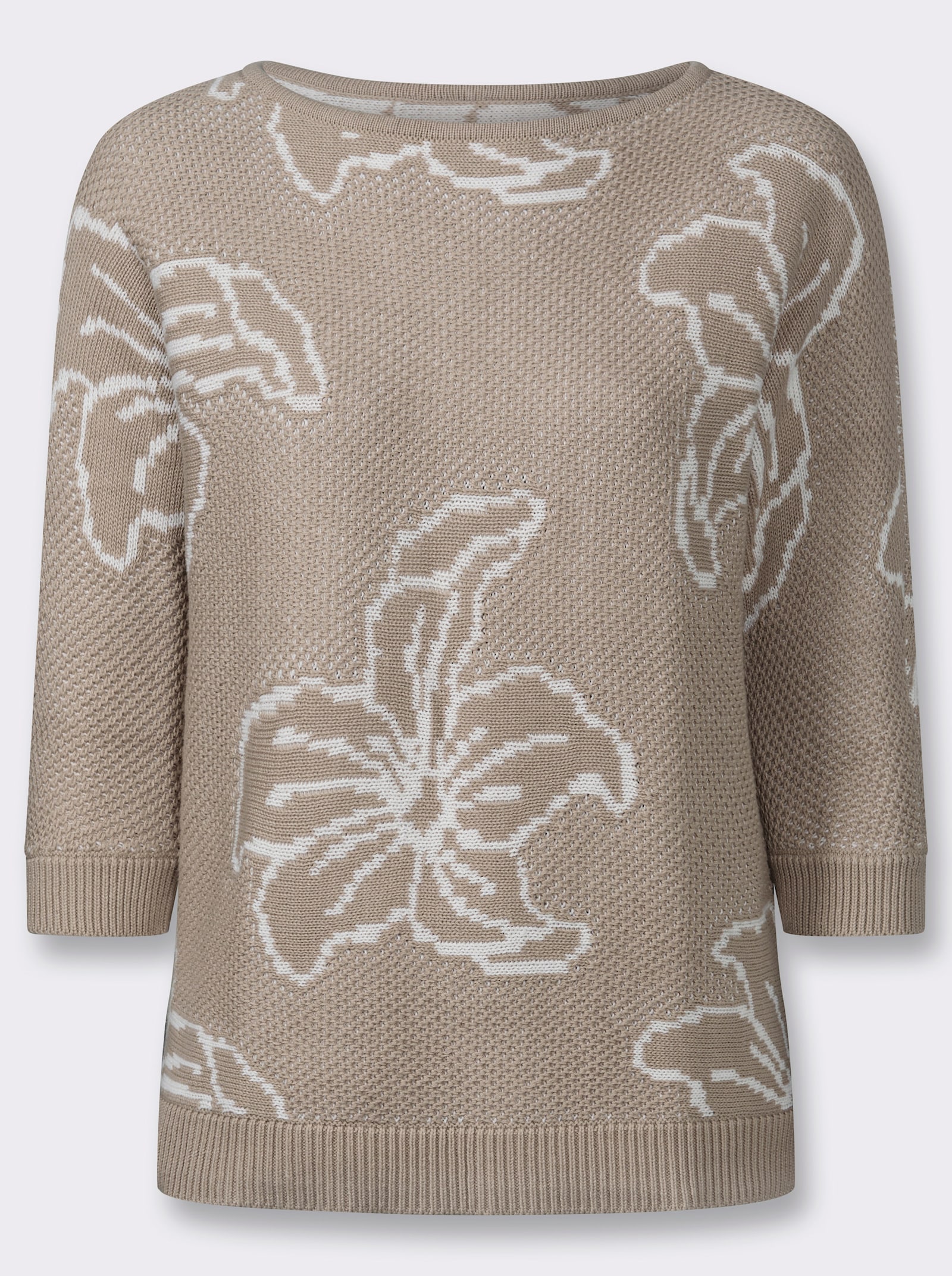 Ajourpullover im Jacquard-Dessin - sesam-ecru-gemustert