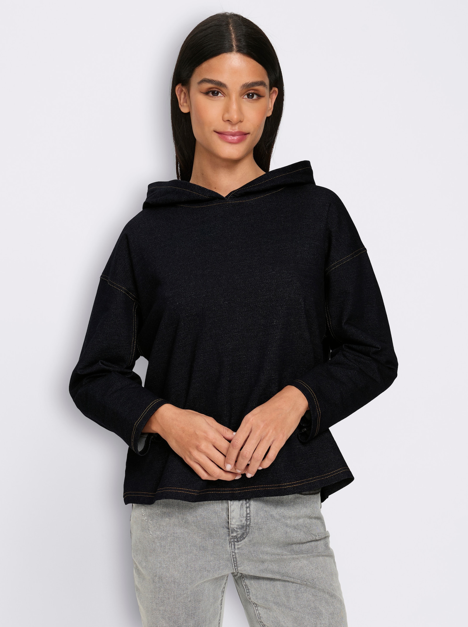 heine Sweatshirt met capuchon in denimlook - dark-blue