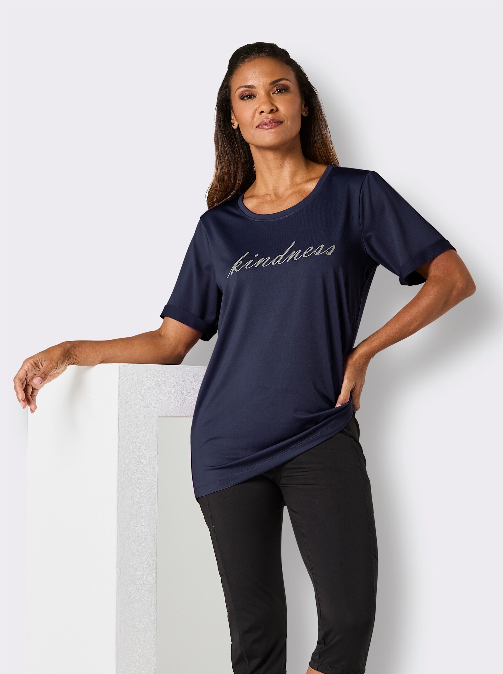 Catamaran Sports Funktionsshirt mit hinten längerem Saum - marine