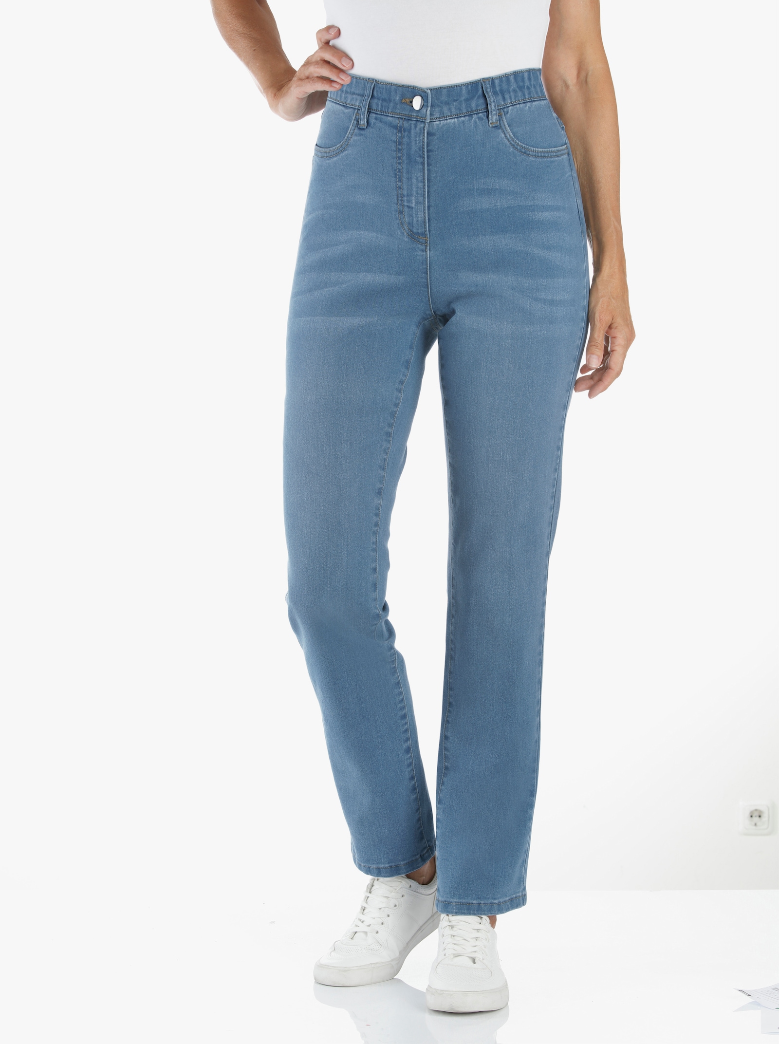 High waist jeans met comfortband aan de binnenzijde - blue-bleached