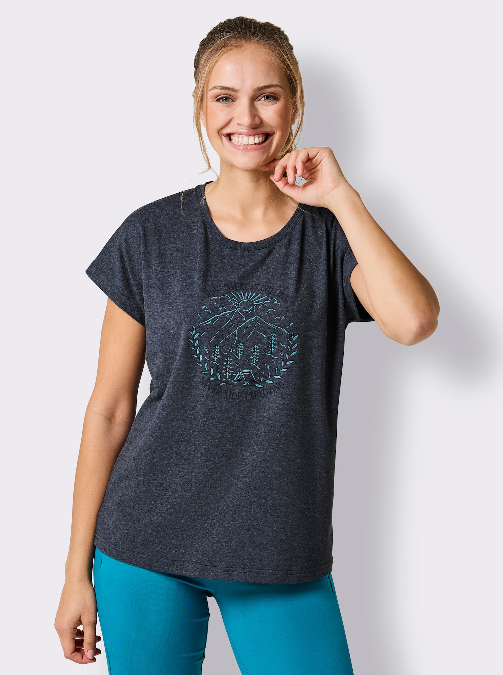 Catamaran Sports Freizeitshirt mit überschnittenen Schultern - dunkelblau-meliert