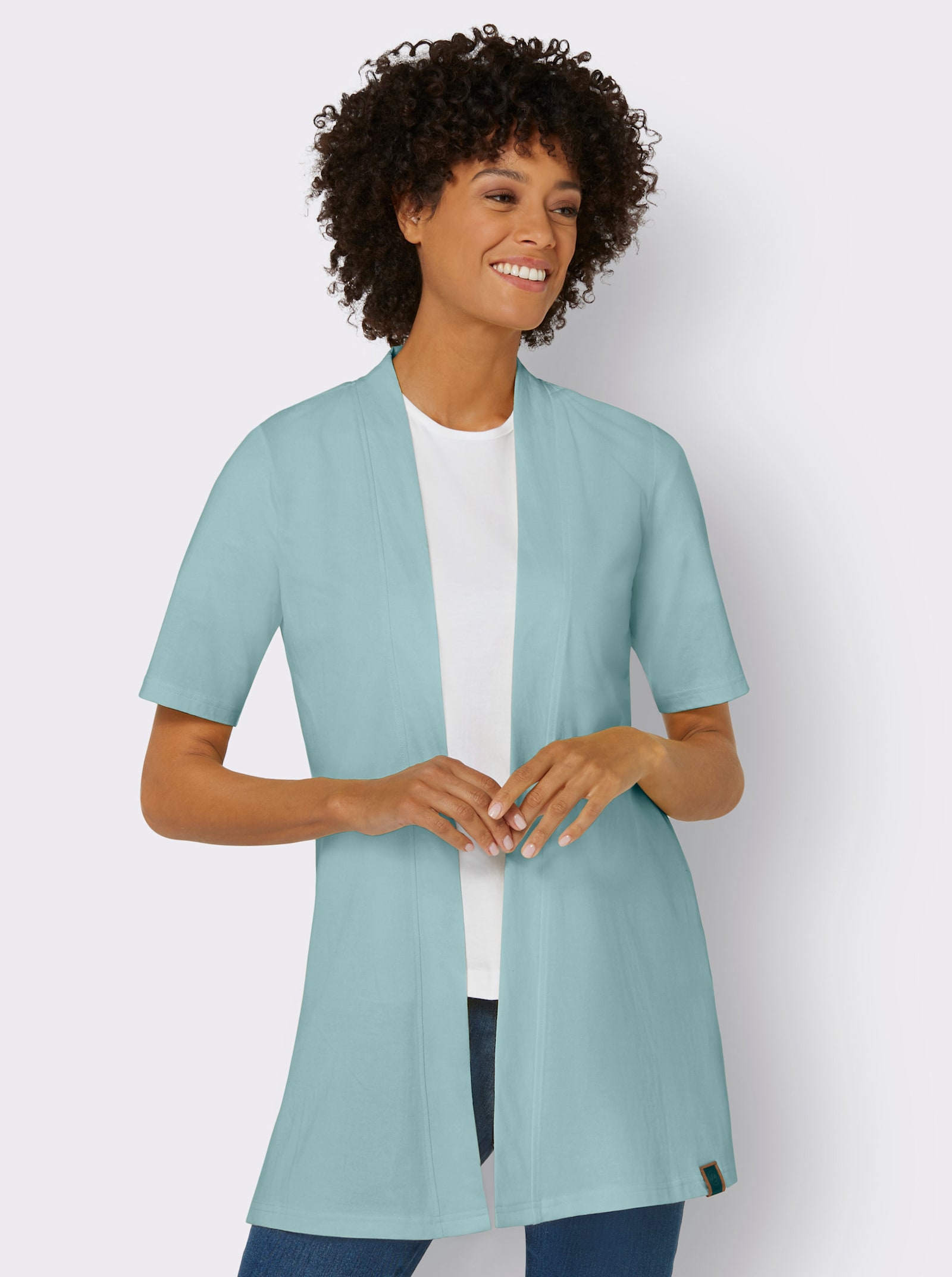Shirtjacke mit Seitenschlitzen - mint