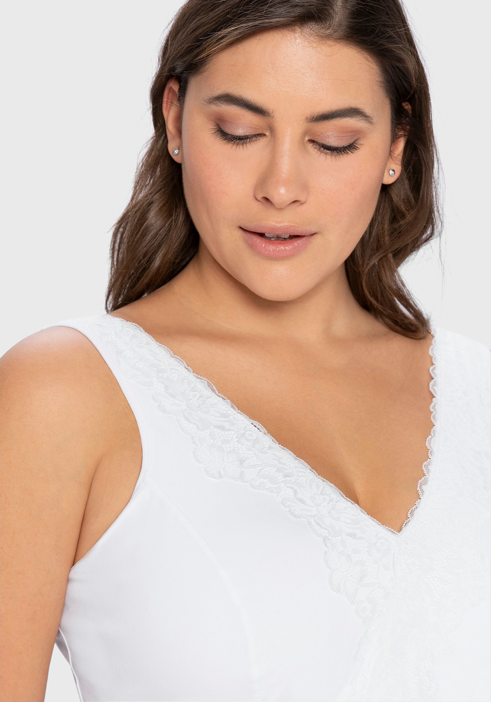 sheego Bügelloser BH in Bustier-Form, mit Spitzenborte - weiss