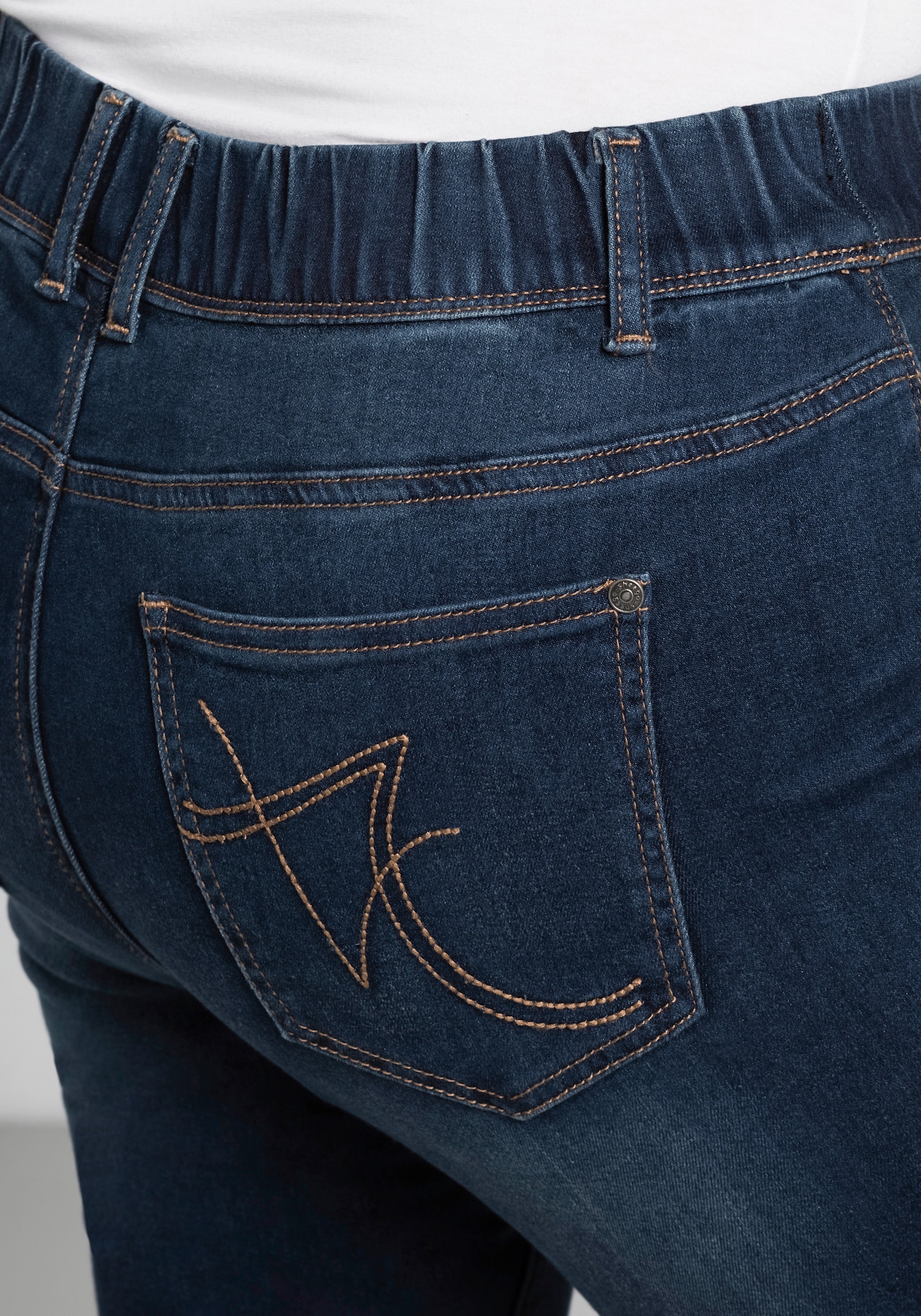 sheego Jegging van power-stretch-materiaal - dark blue denim