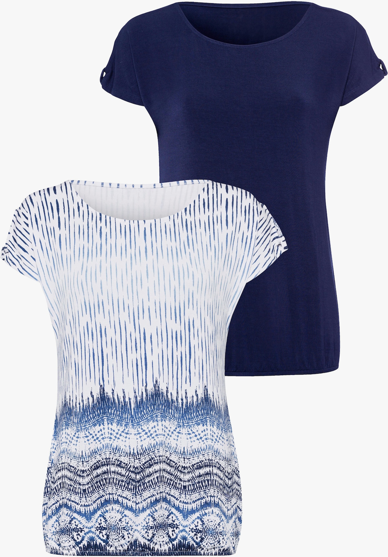 LASCANA T-shirt - bleu, blanc imprimé