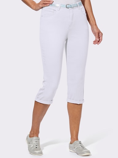 Caprijeans inklusive Gürtel - weiß